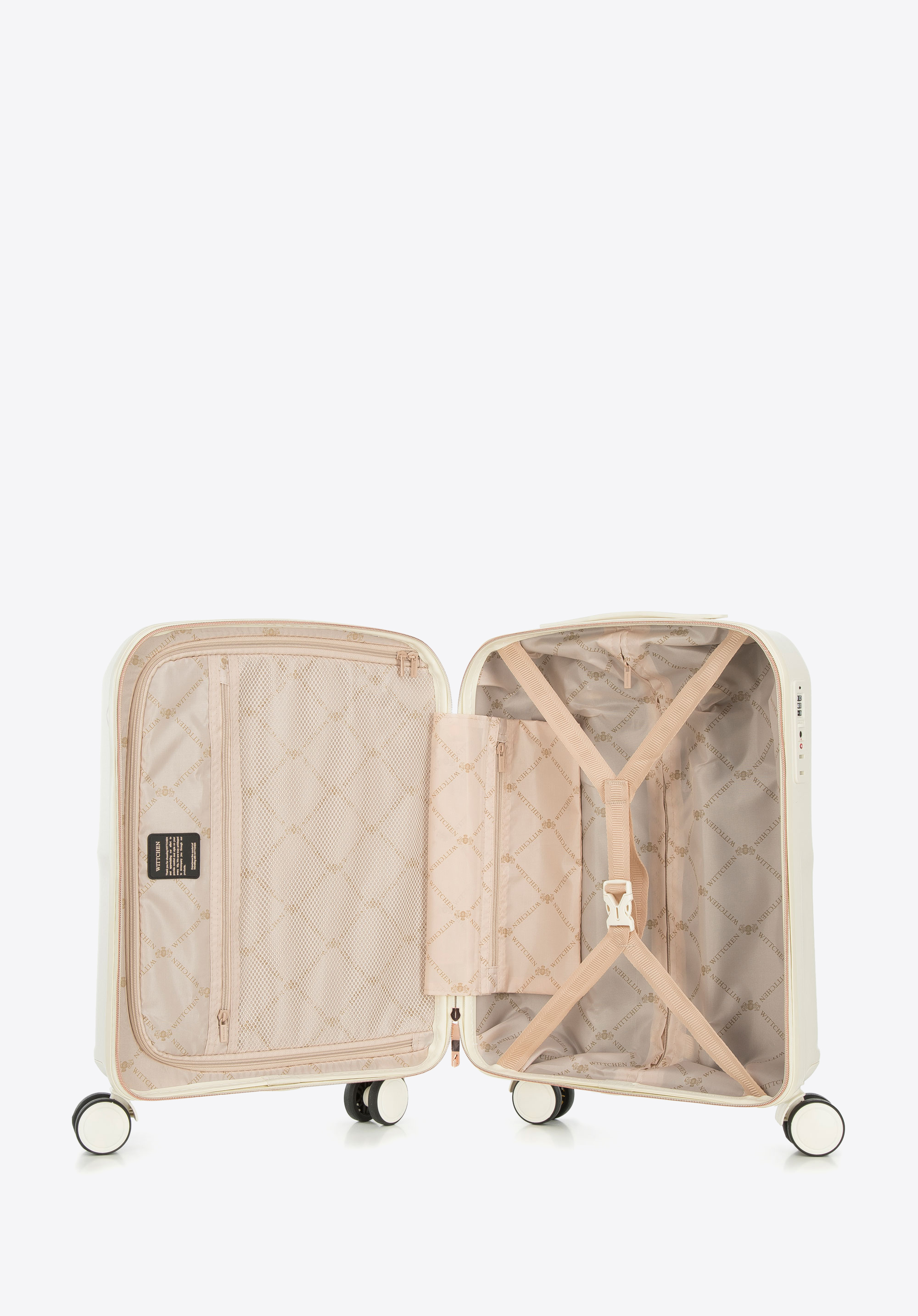 Walizka kabinowa z polikarbonu z suwakiem w kolorze różowego złota