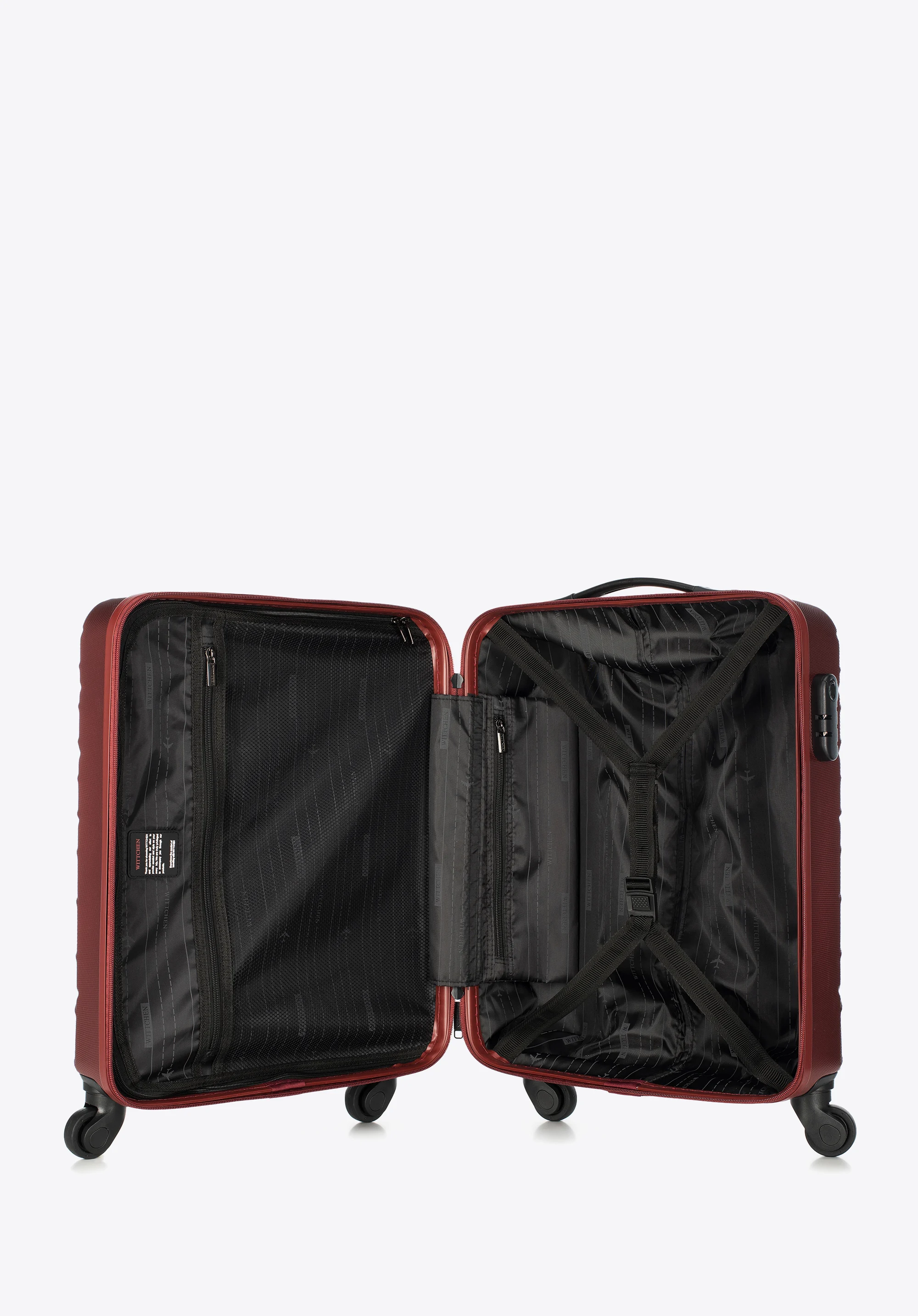 Średnia walizka z ABS-u w ukośną kratkę