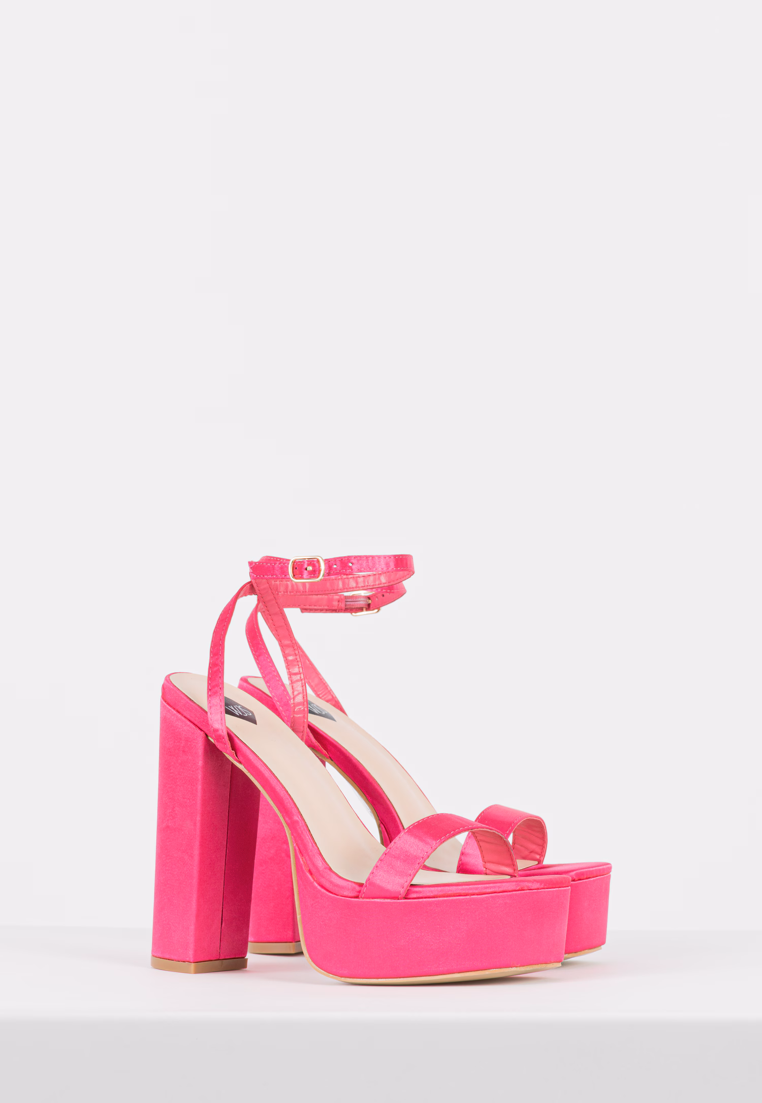 WJS wysokie różowe sandały damskie na platformie