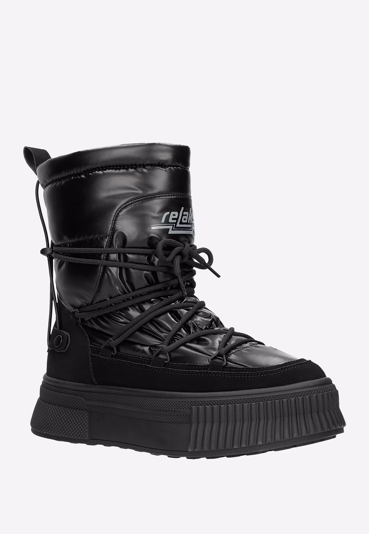 Czarne śniegowce RELAKS na grubej podeszwie