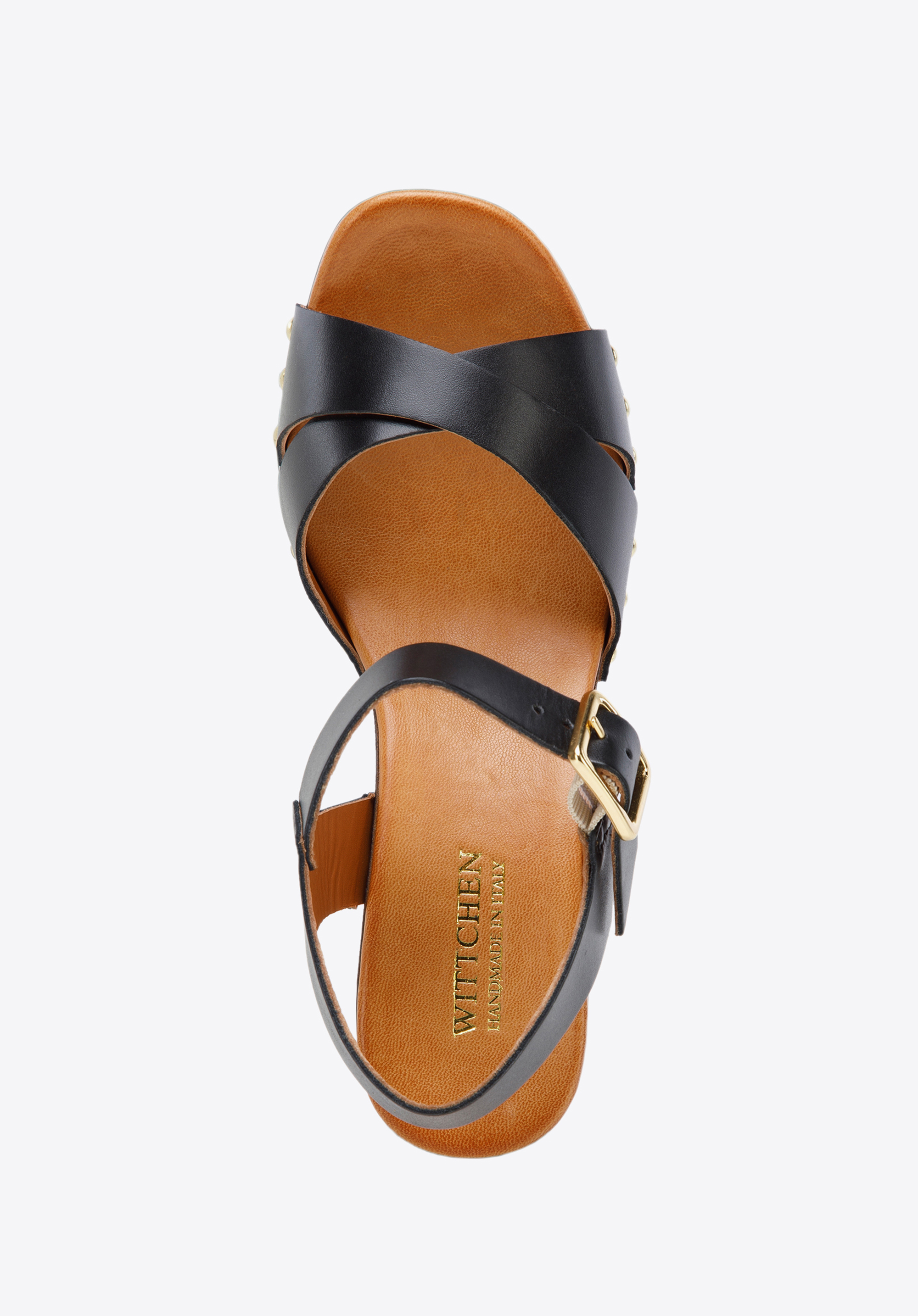 Damskie sandały skórzane z paskami na krzyż