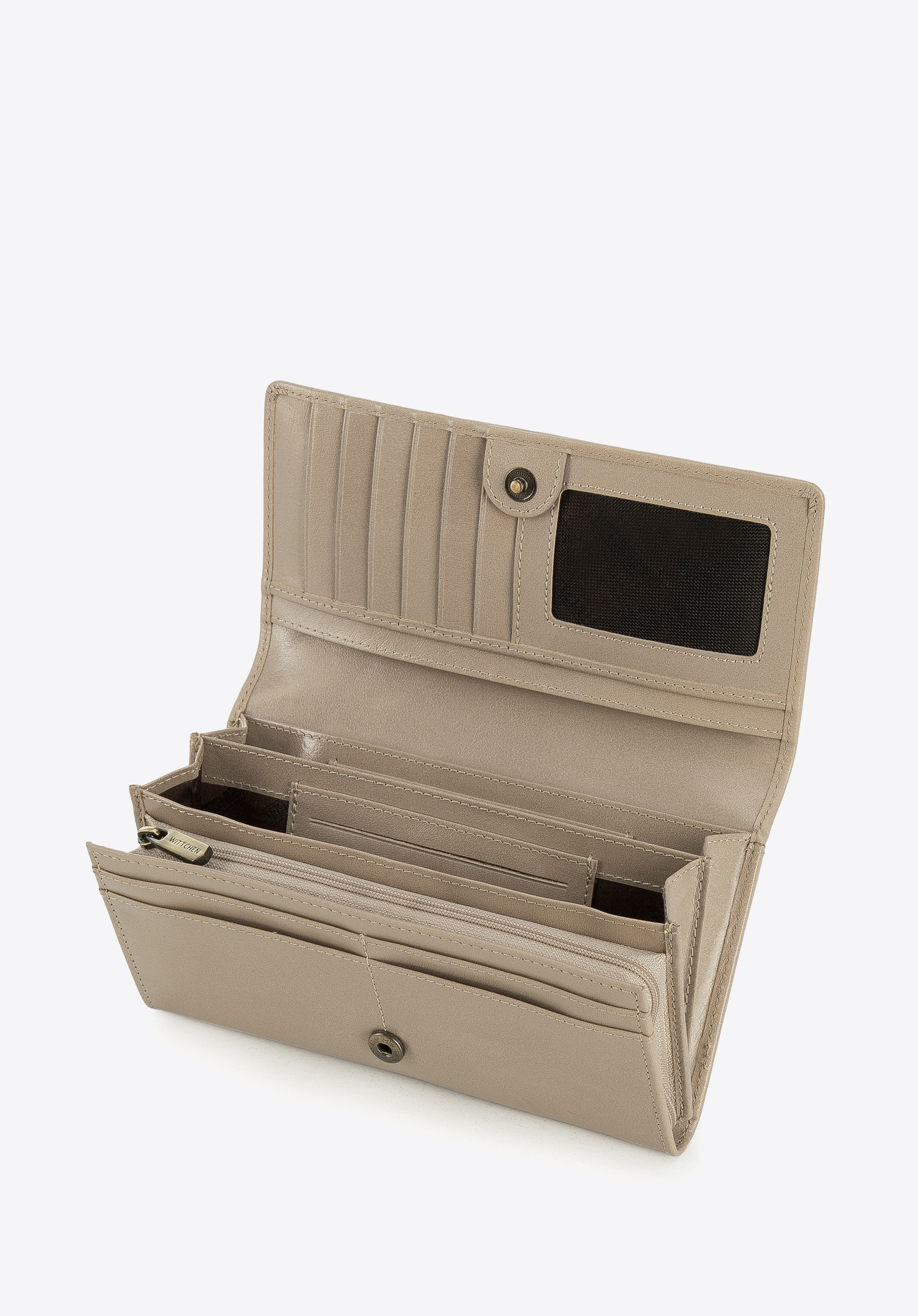 Damski portfel z gładkiej skóry poziomy