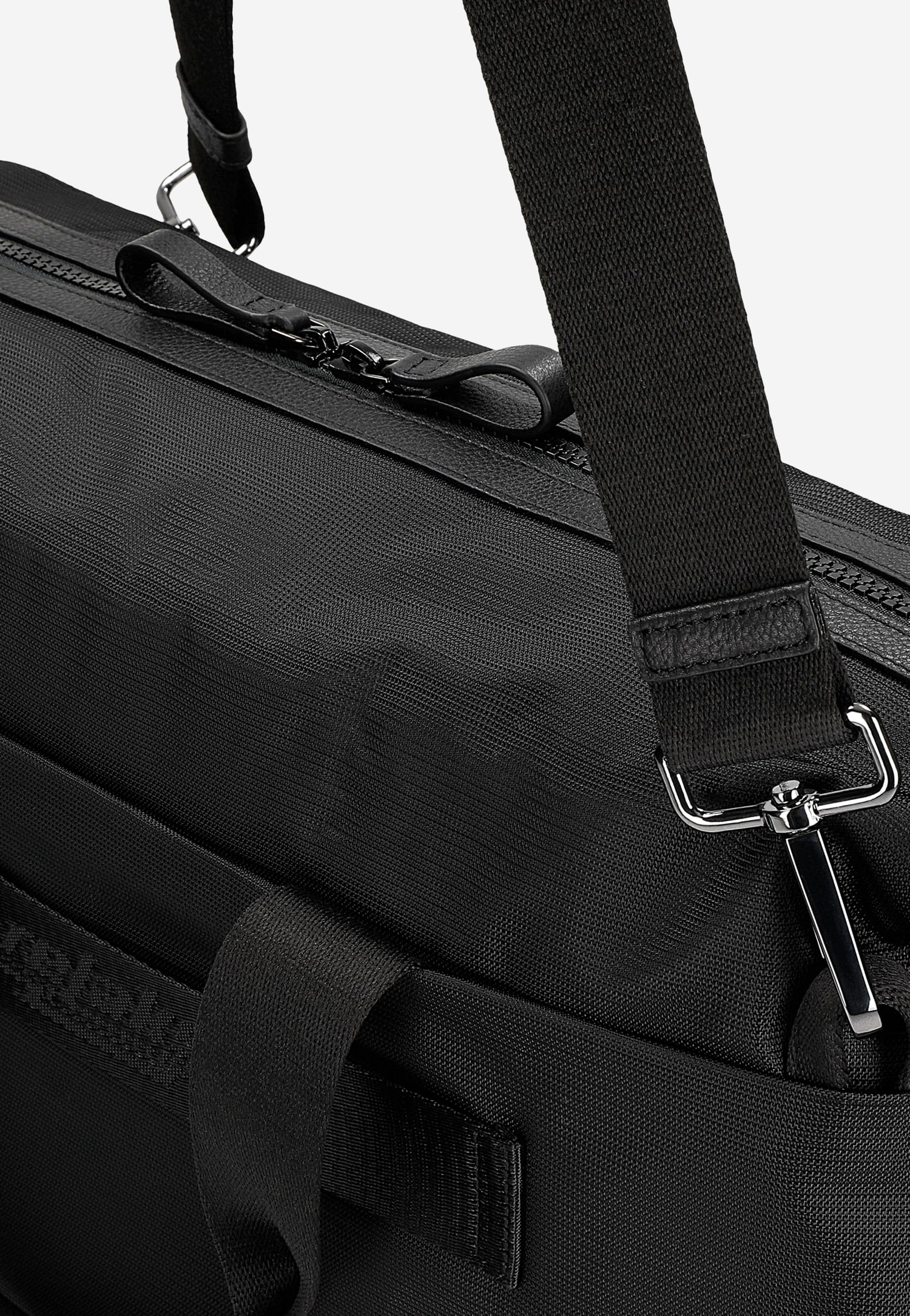 Czarna weekendowa torba męska RELAKS z tkaniny i skóry licowej