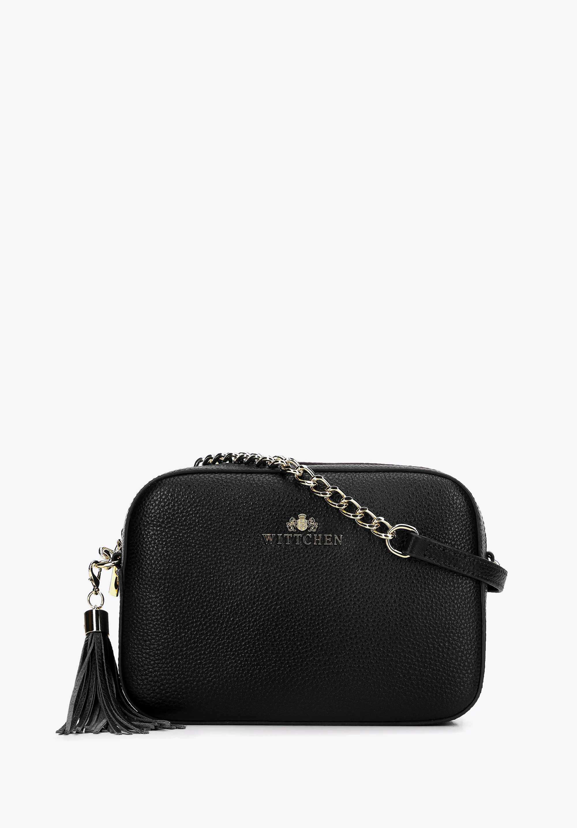 Damska listonoszka skórzana pudełkowa na łańcuszku