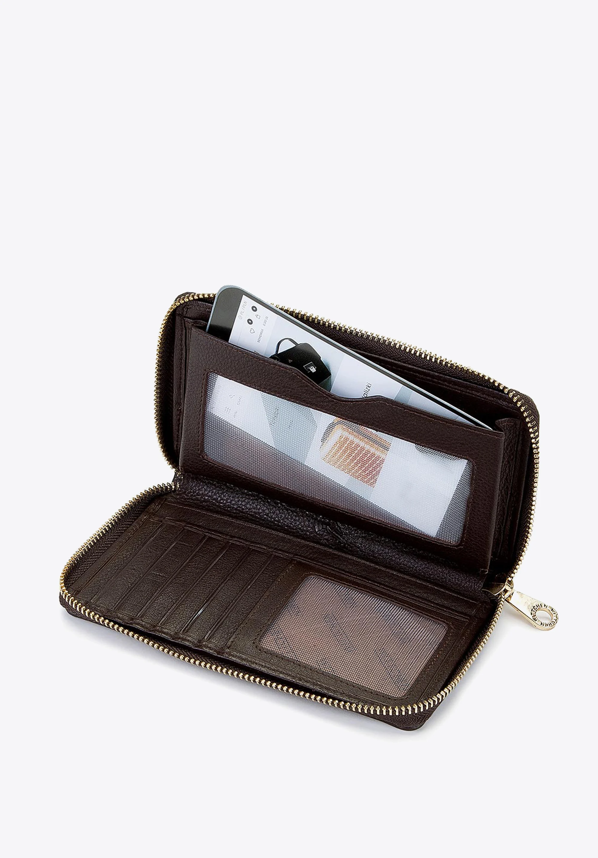 Damski portfel ze skóry z włosiem