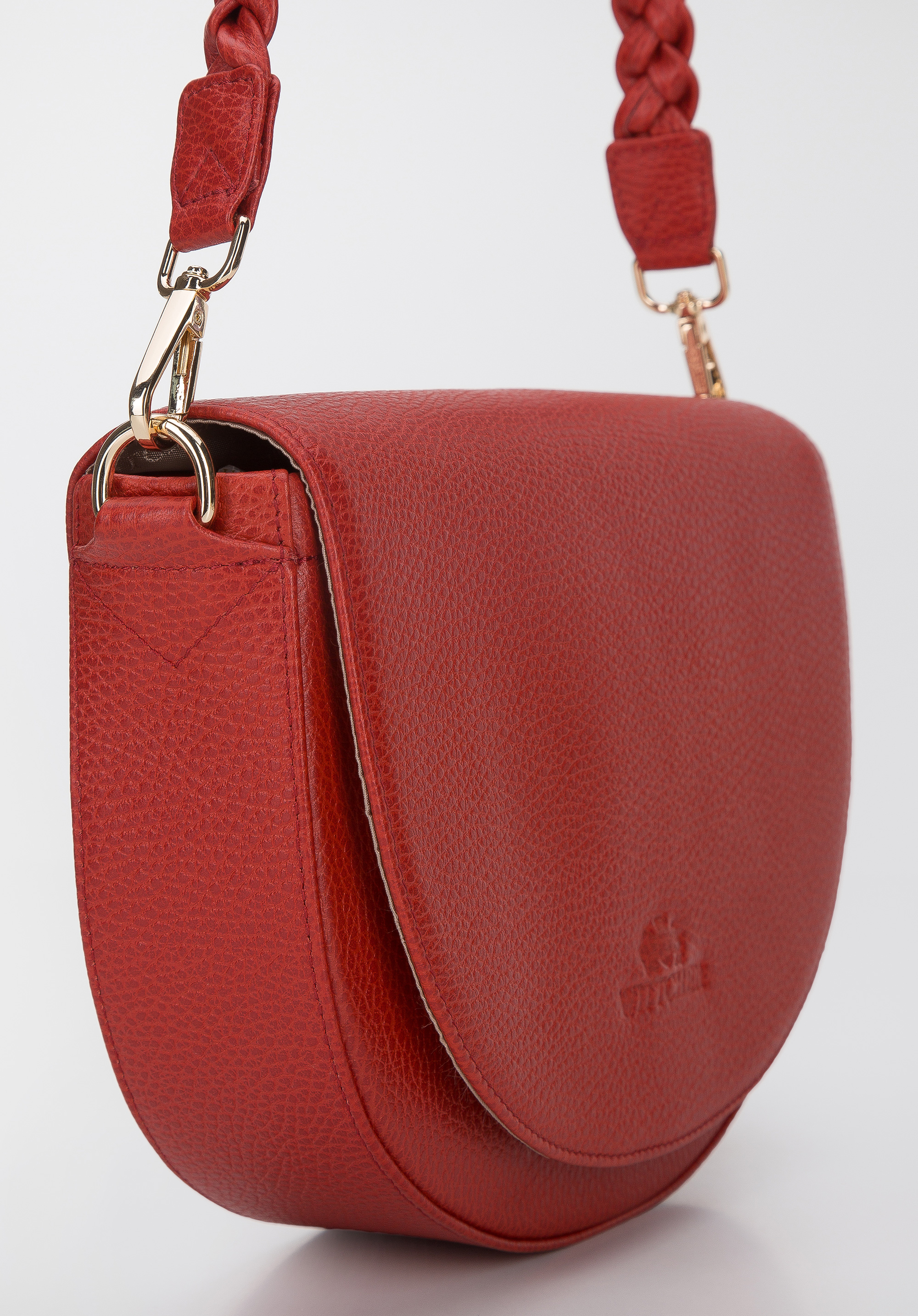 Torebka saddle bag skórzana z plecionym paskiem