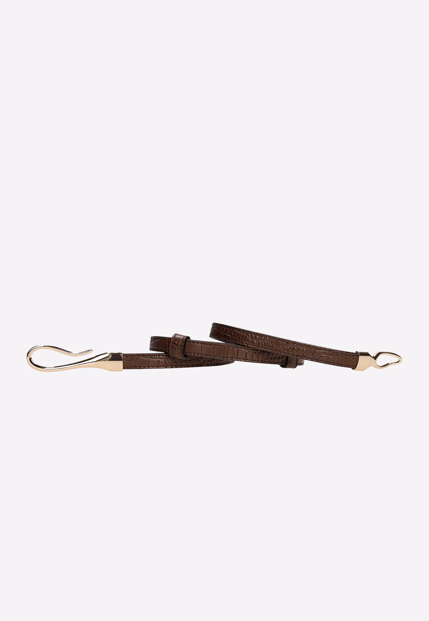 Beżowy skórzany pasek damski ze złotą klamrą