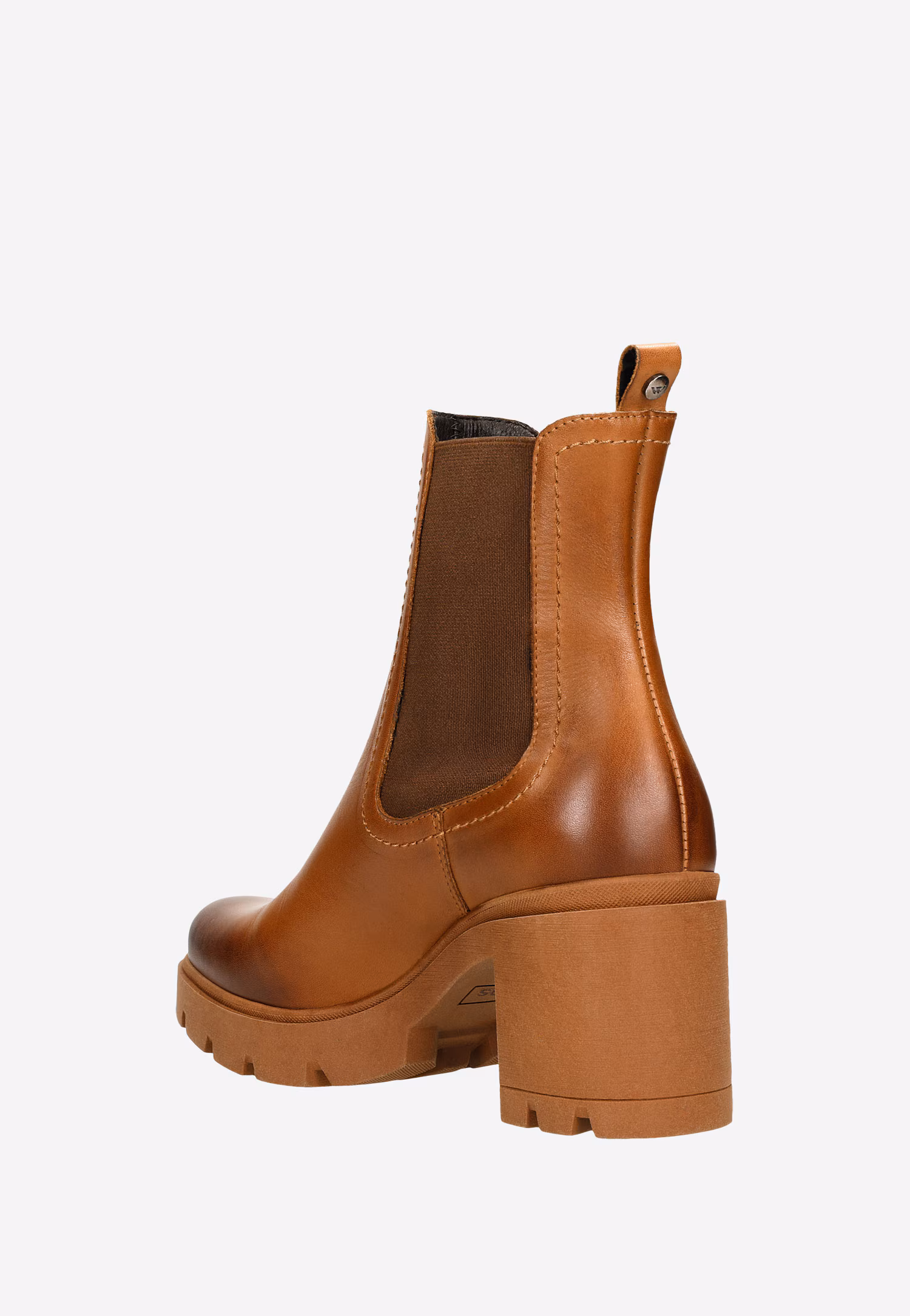 Brązowe skórzane sztyblety damskie ze skóry licowej