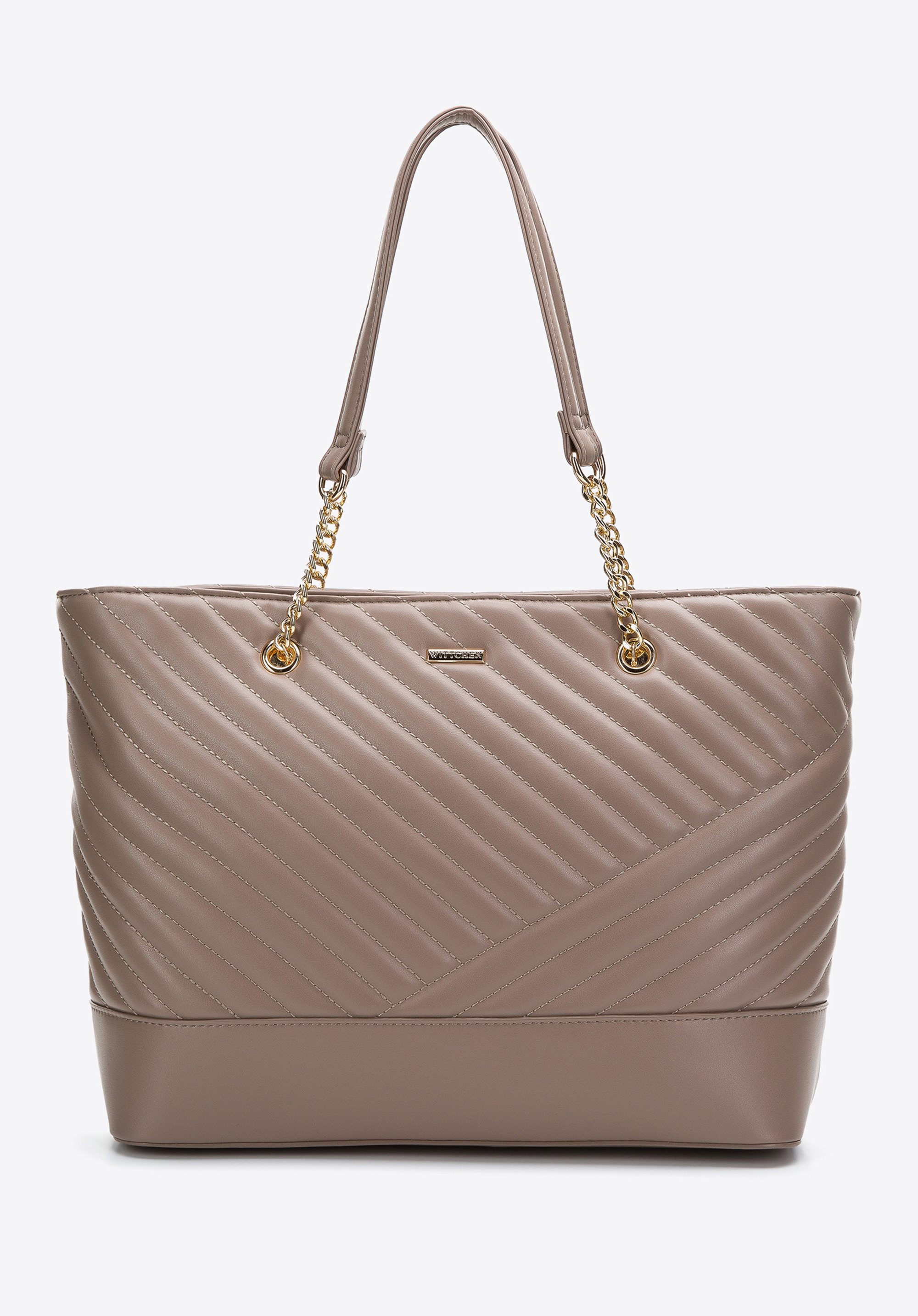 Torebka shopperka z ekoskóry pikowana na łańcuszku