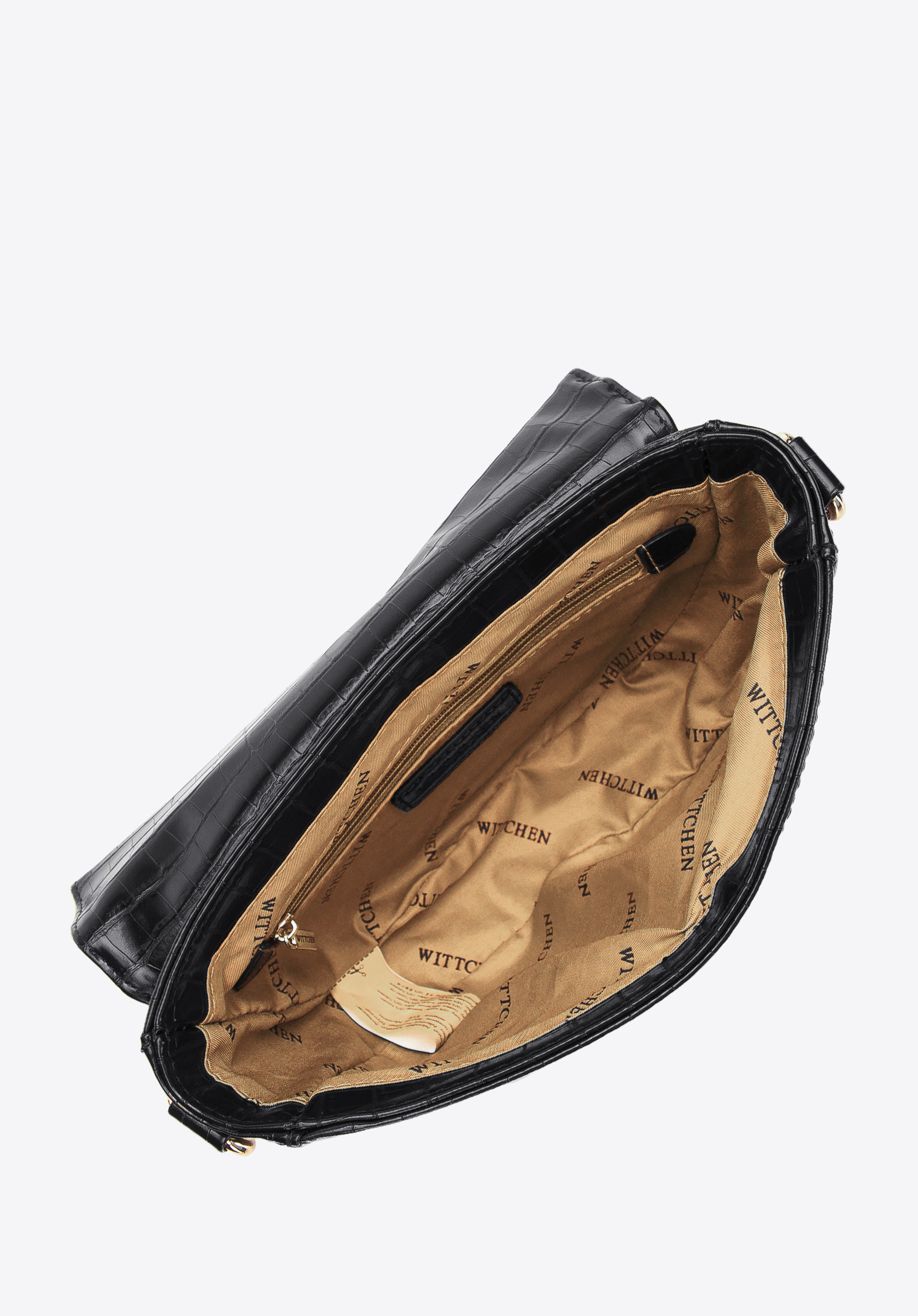 Damska listonoszka z ekoskóry croco z ozdobnym paskiem