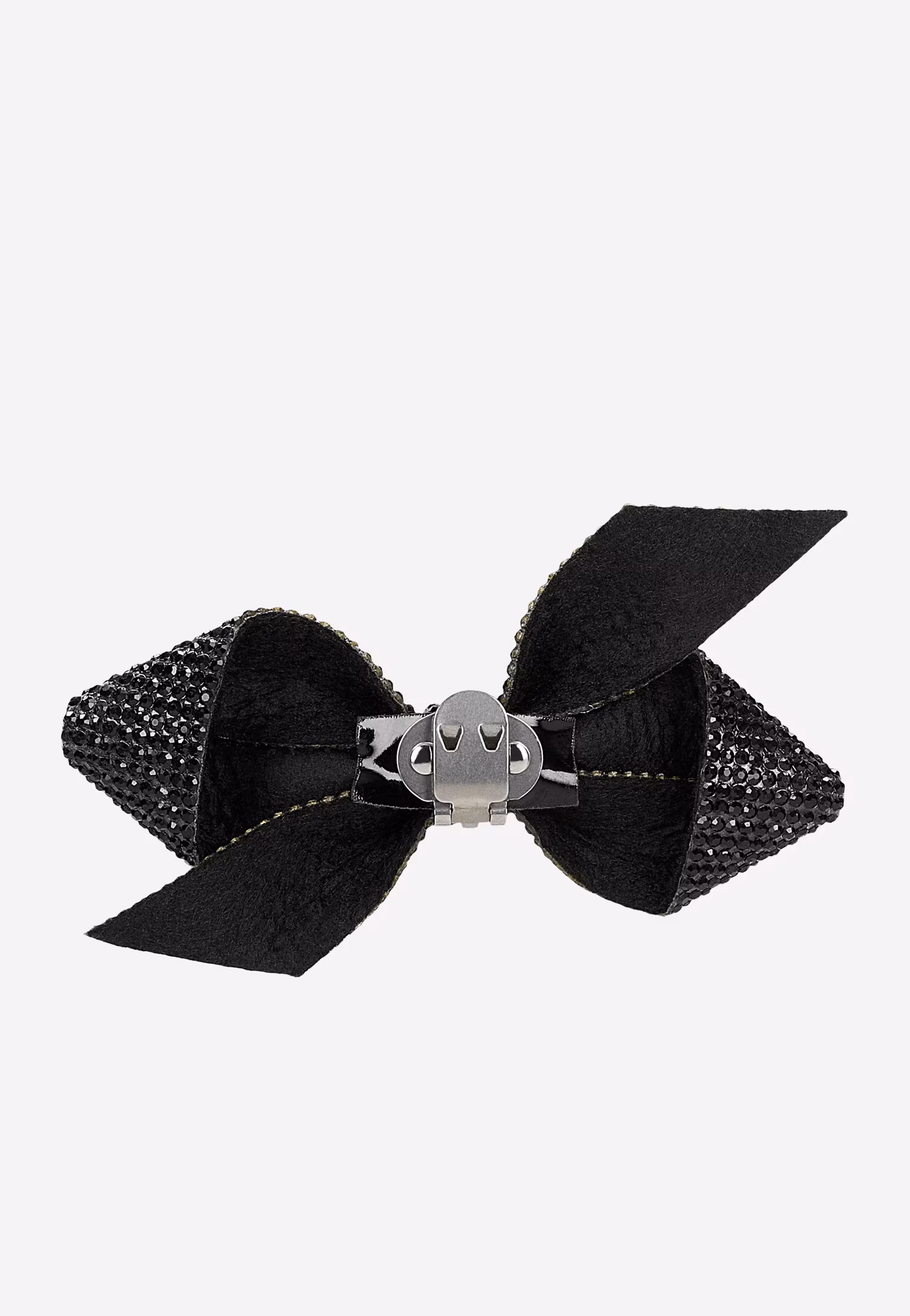 Odpinane klipsy do butów w formie srebrnych kokardek z cyrkoniami