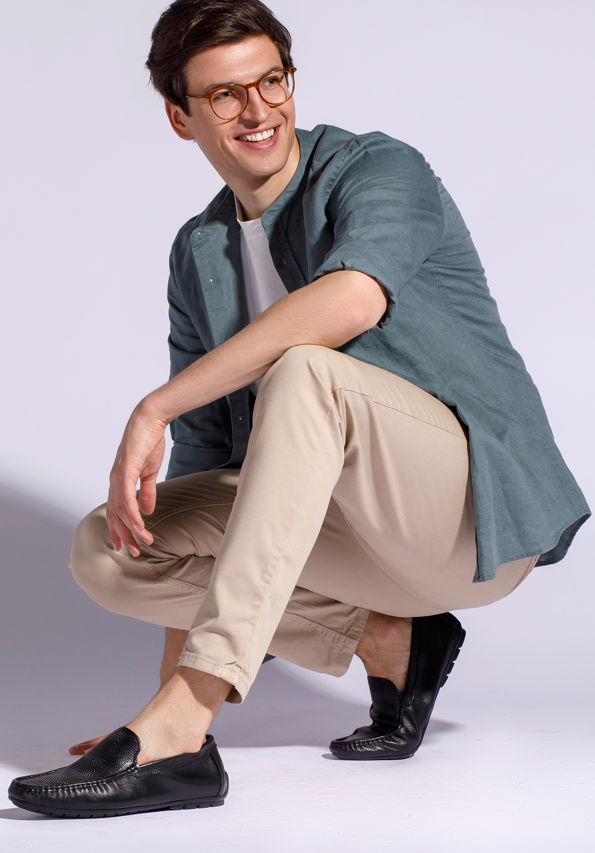 Męskie mokasyny skórzane z dziurkowaniem