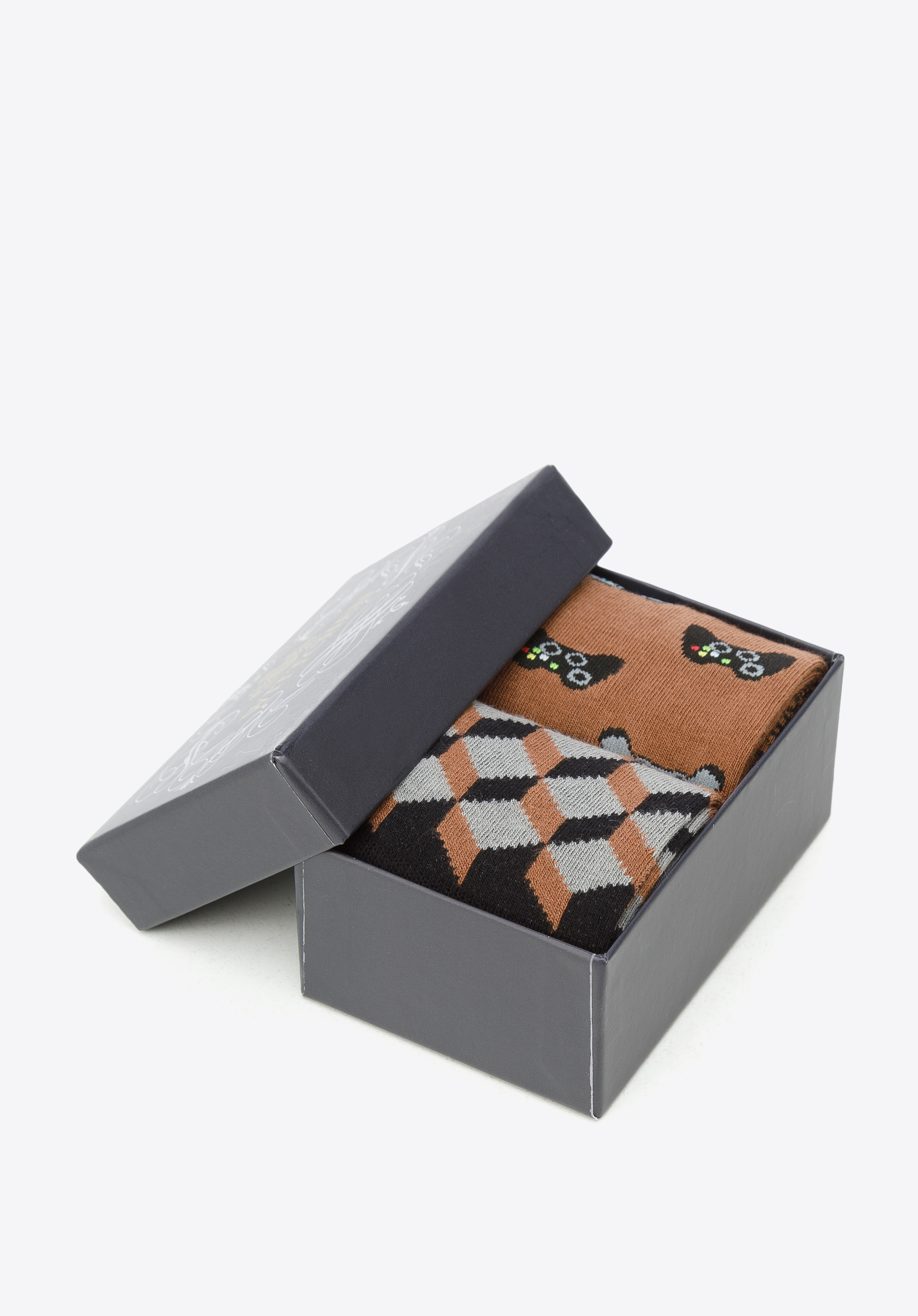 Męskie skarpetki w nowoczesny wzór – zestaw 2 par