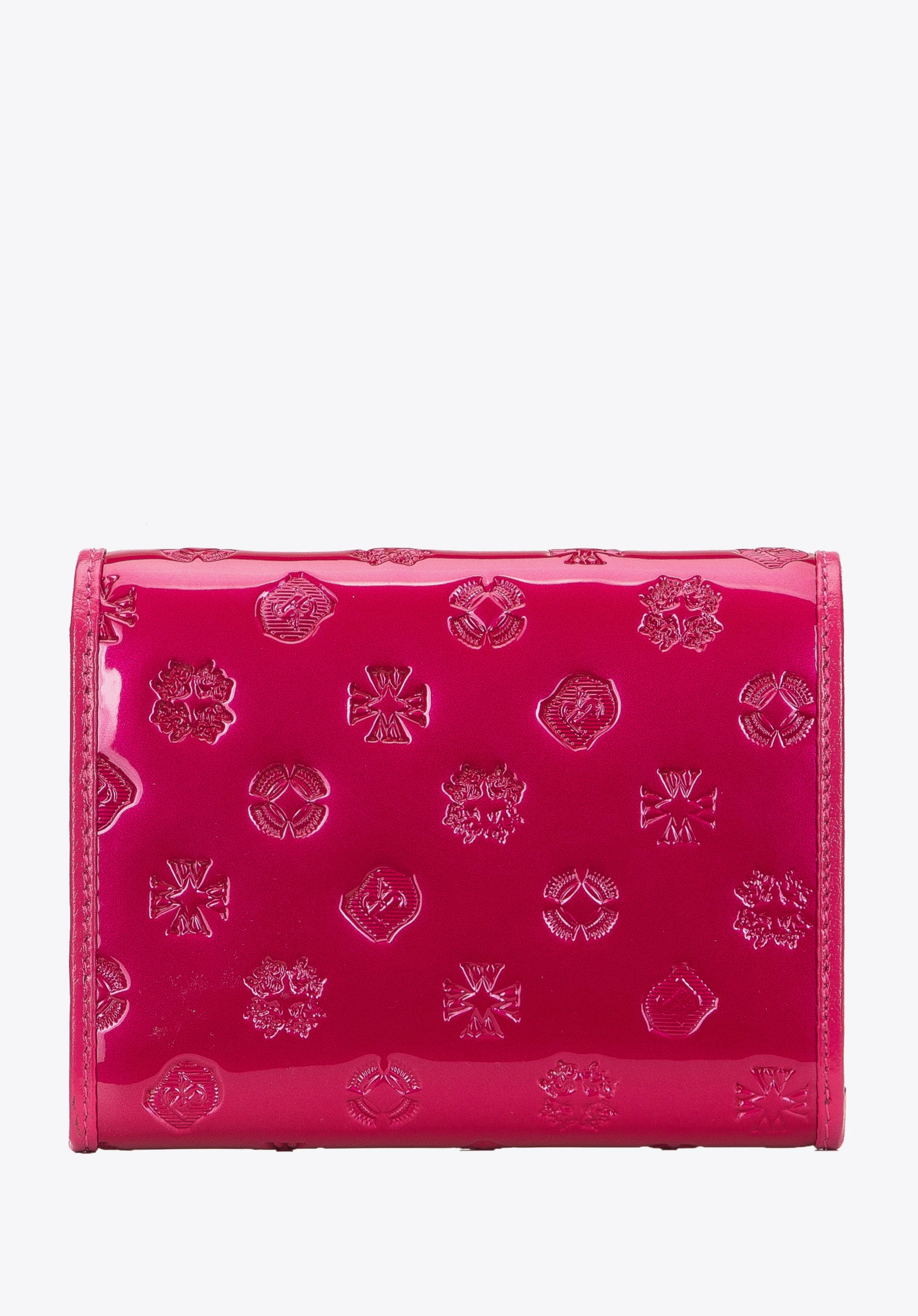 Damski portfel z lakierowanej skóry z monogramem mały