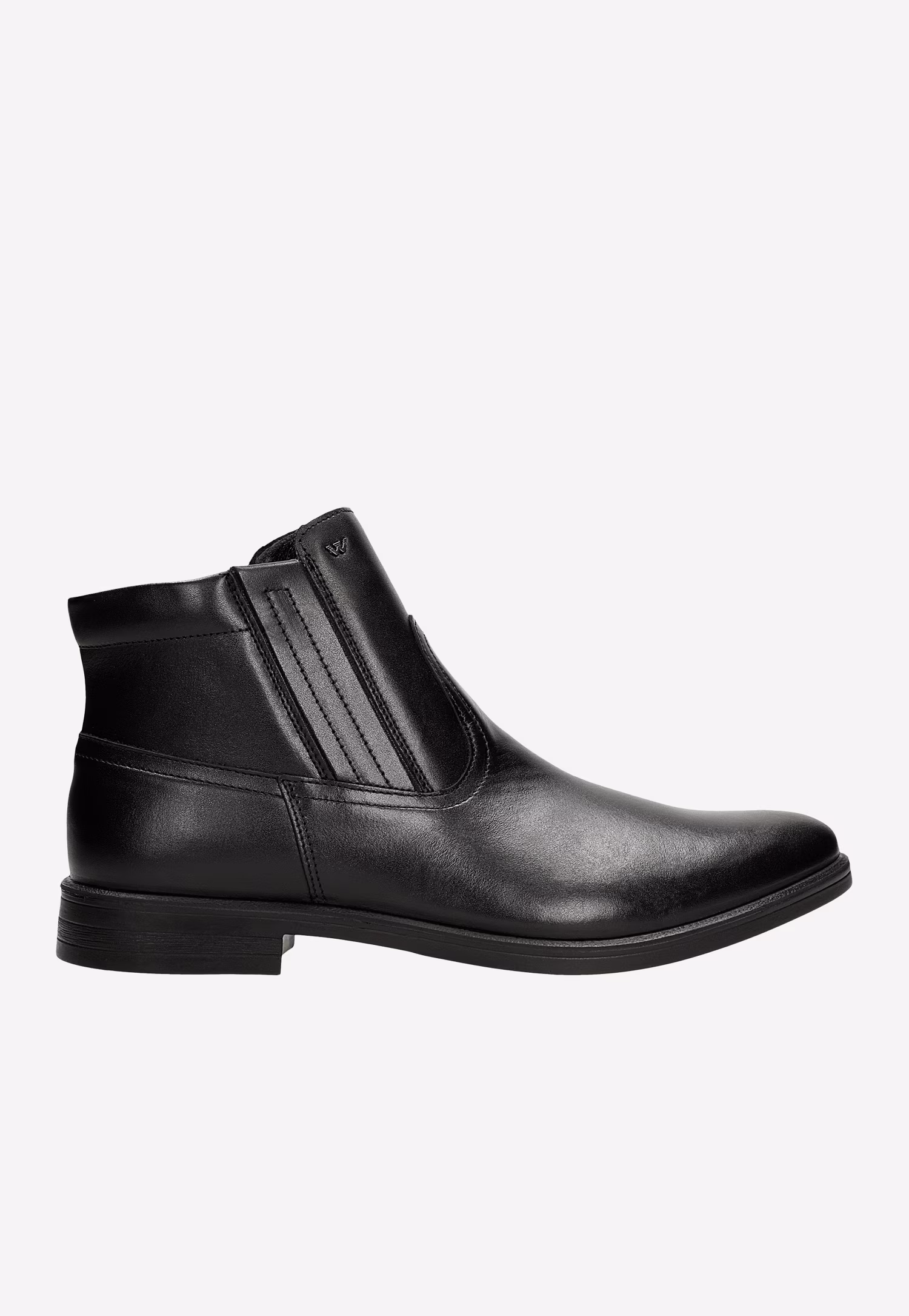 Czarne ocieplane botki męskie ze skóry licowej