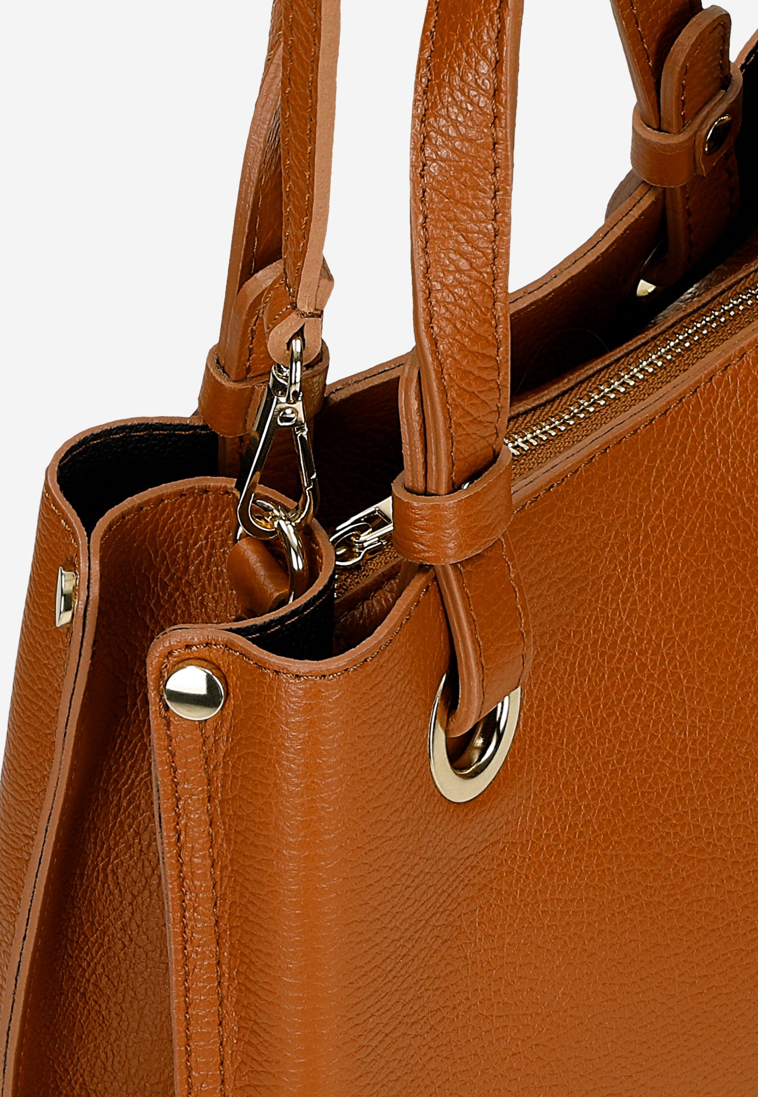 Ciemnobeżowa torebka damska ze skóry licowej