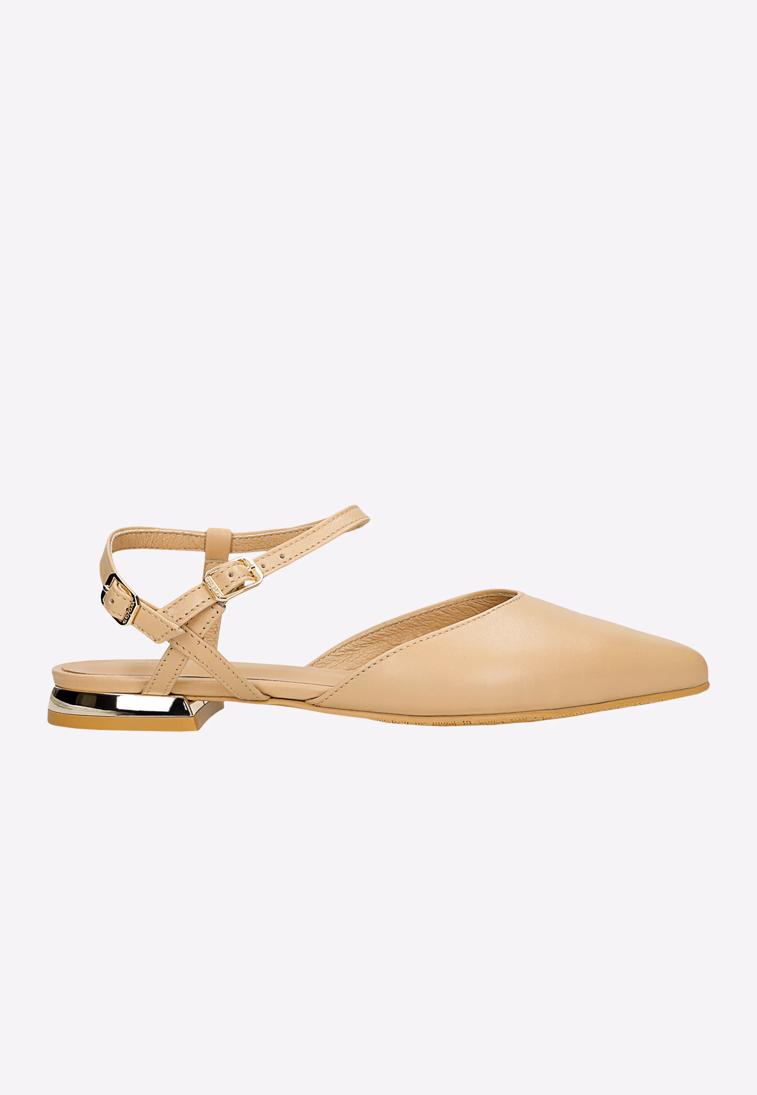 Beżowe półbuty damskie z noskiem w szpic