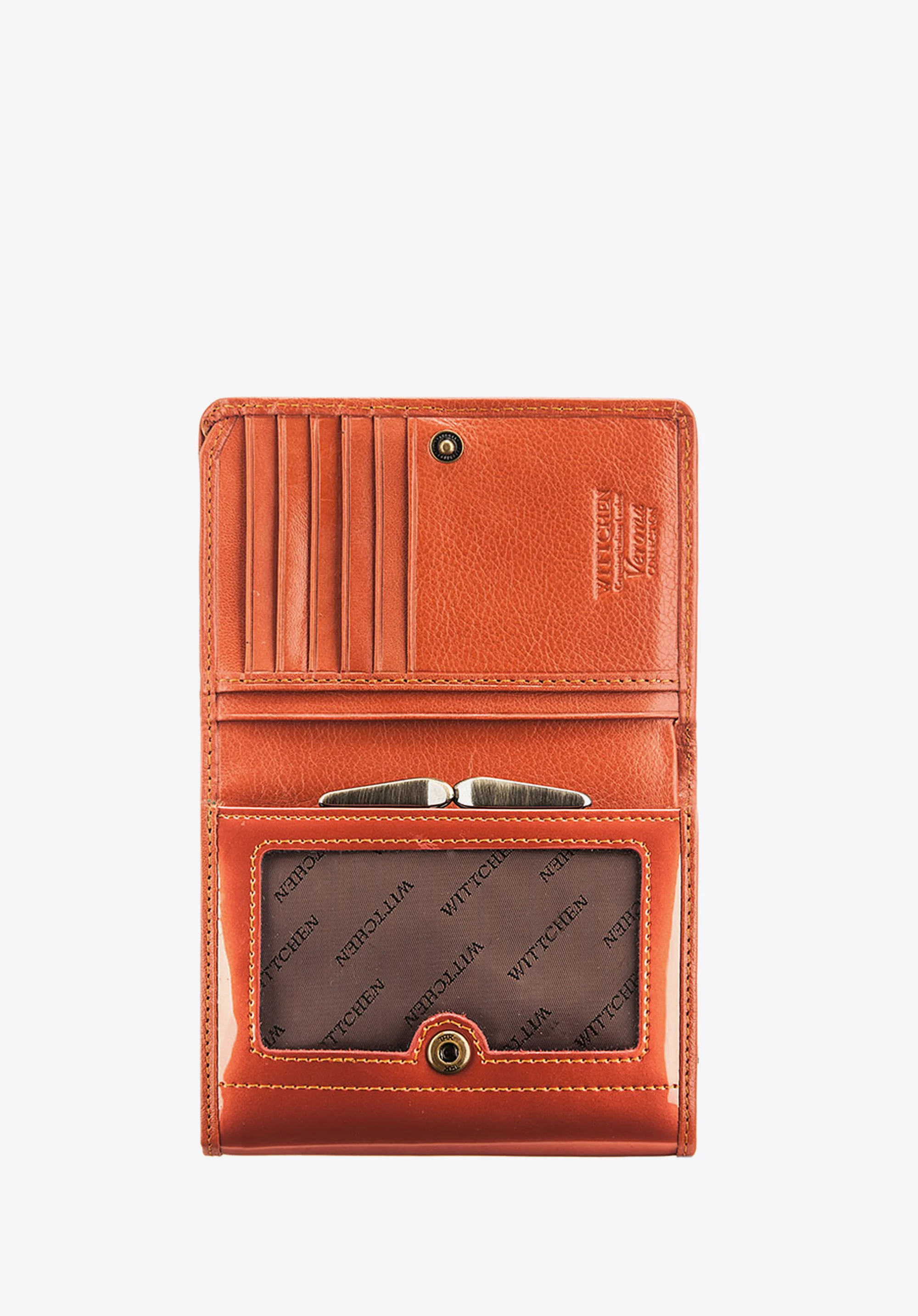 Damski portfel ze skóry lakierowany średni