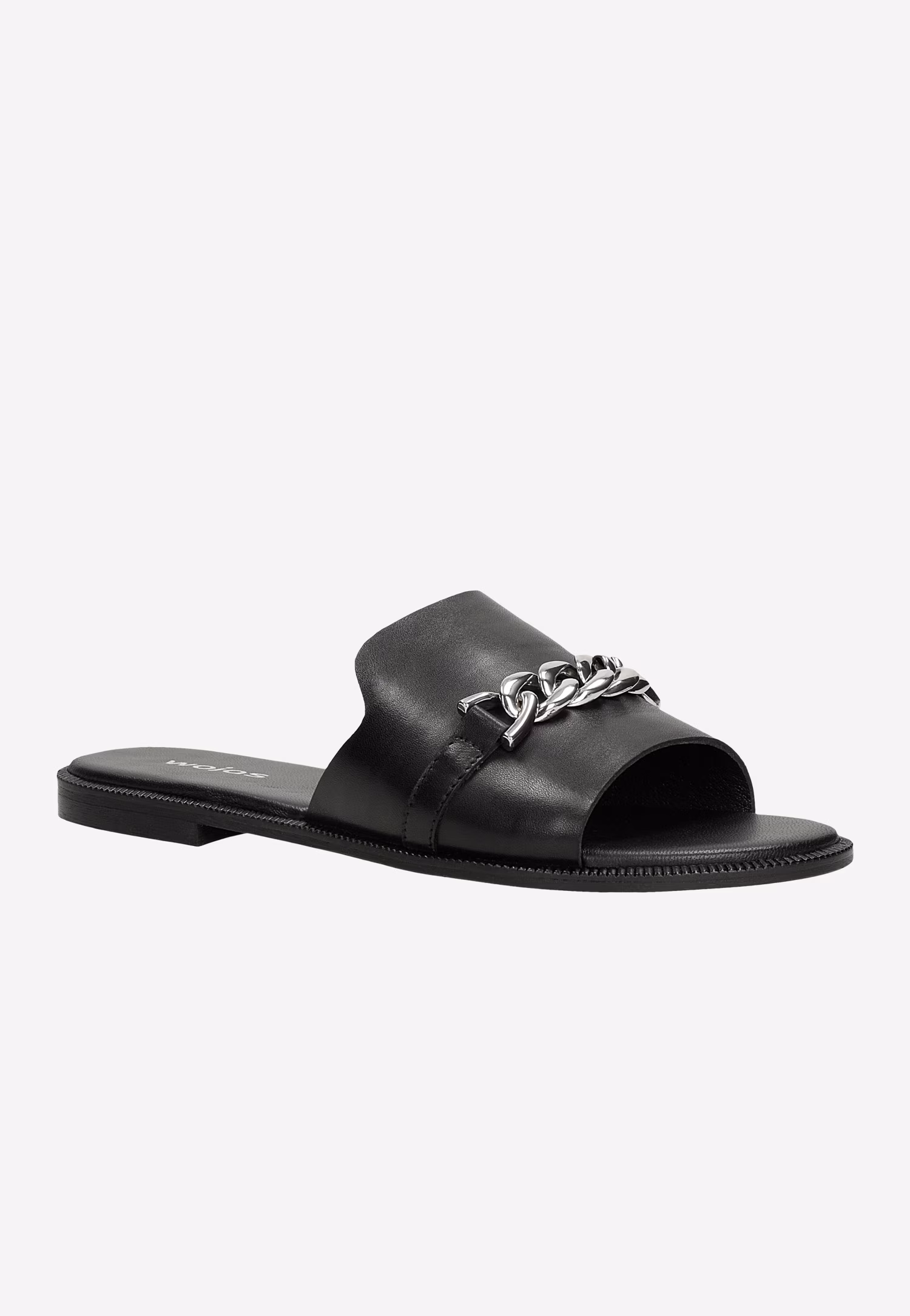 Czarne skórzane klapki damskie w stylu miejskim