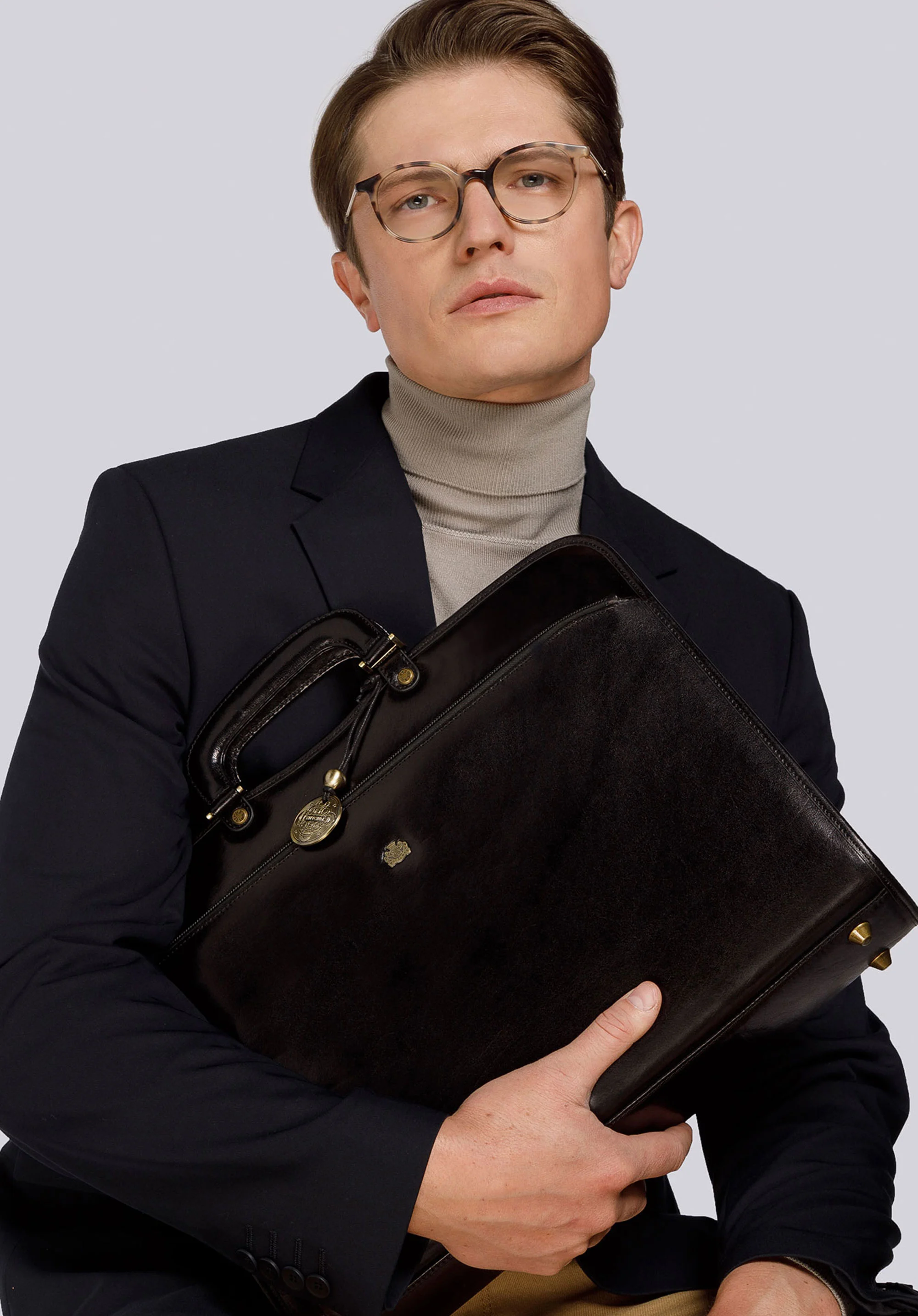 Teczka skórzana z kieszenią na suwak