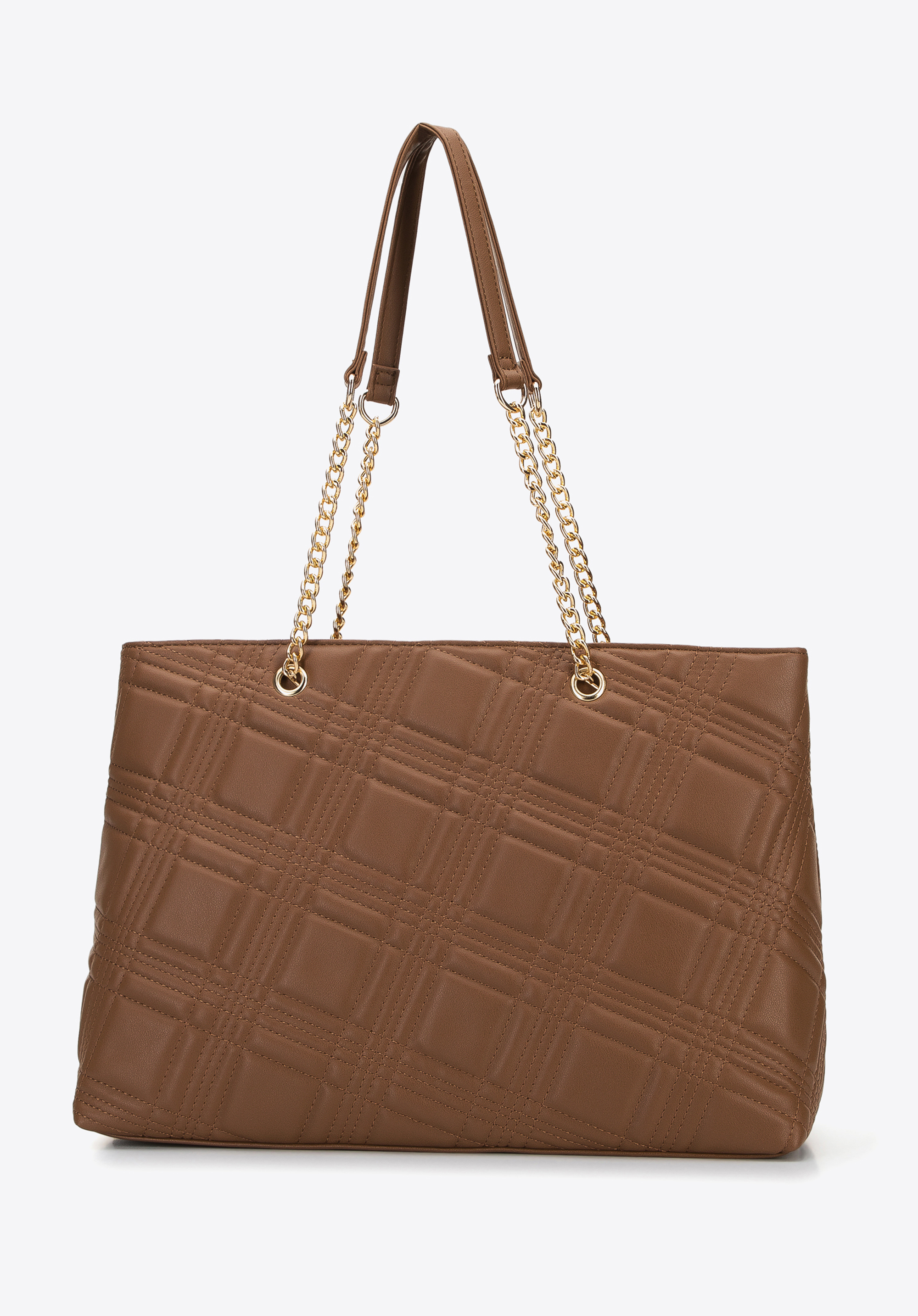 Torebka shopperka z pikowanej ekoskóry na łańcuszku