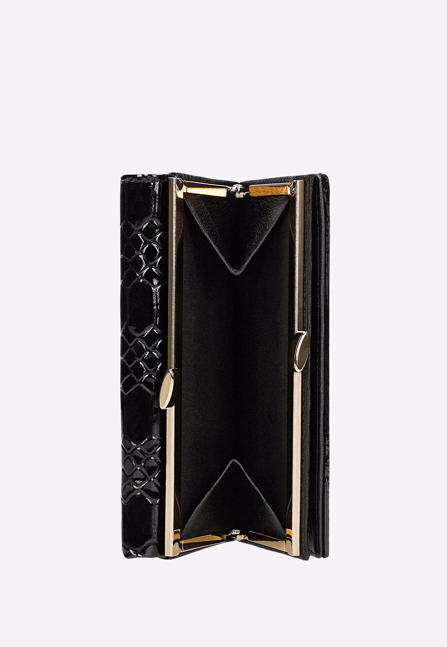 Elegancki pikowany portfel damski lakierowany