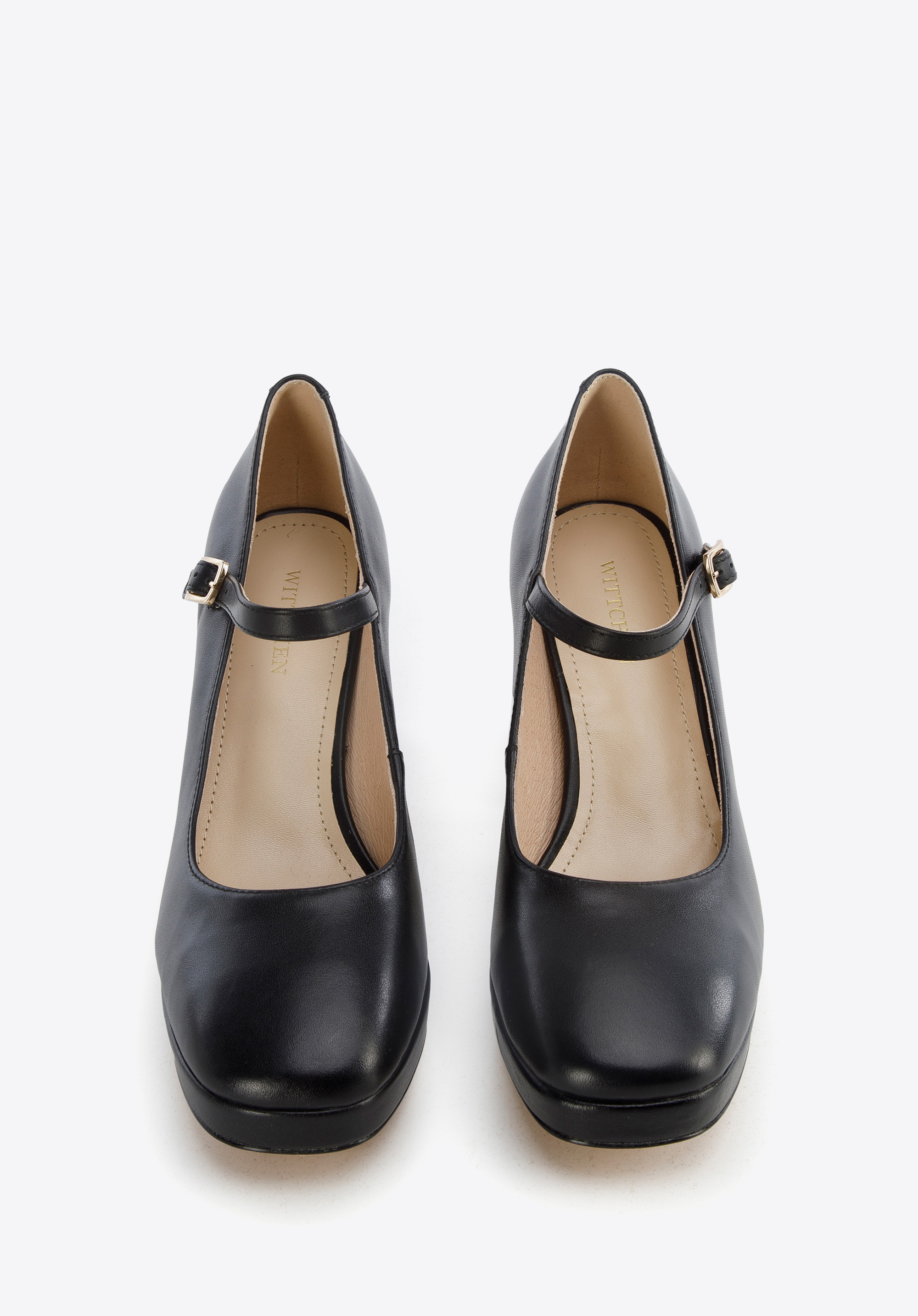 Damskie czółenka skórzane z paskiem