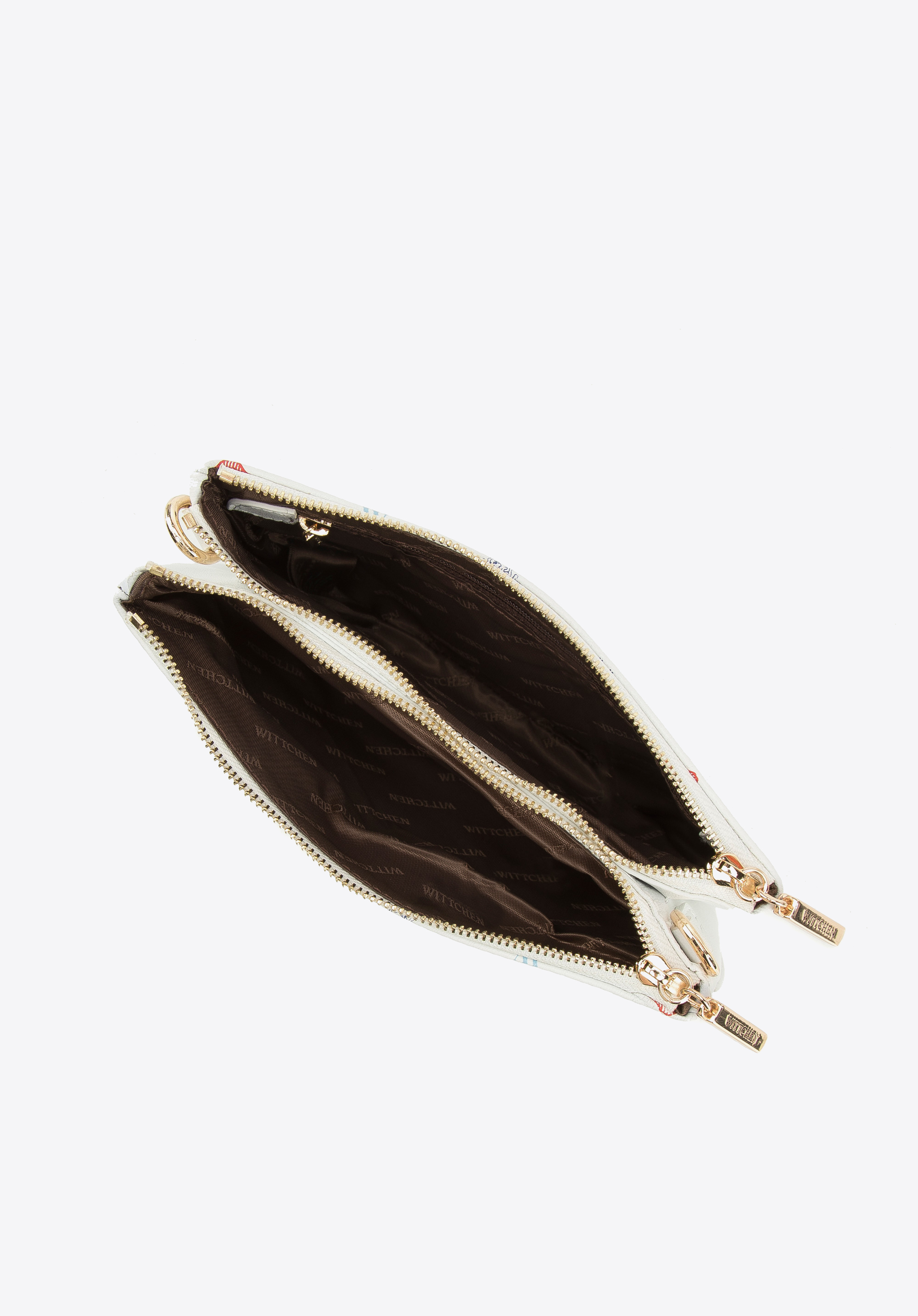 Damska minitorebka ze skóry w monogram dwukomorowa