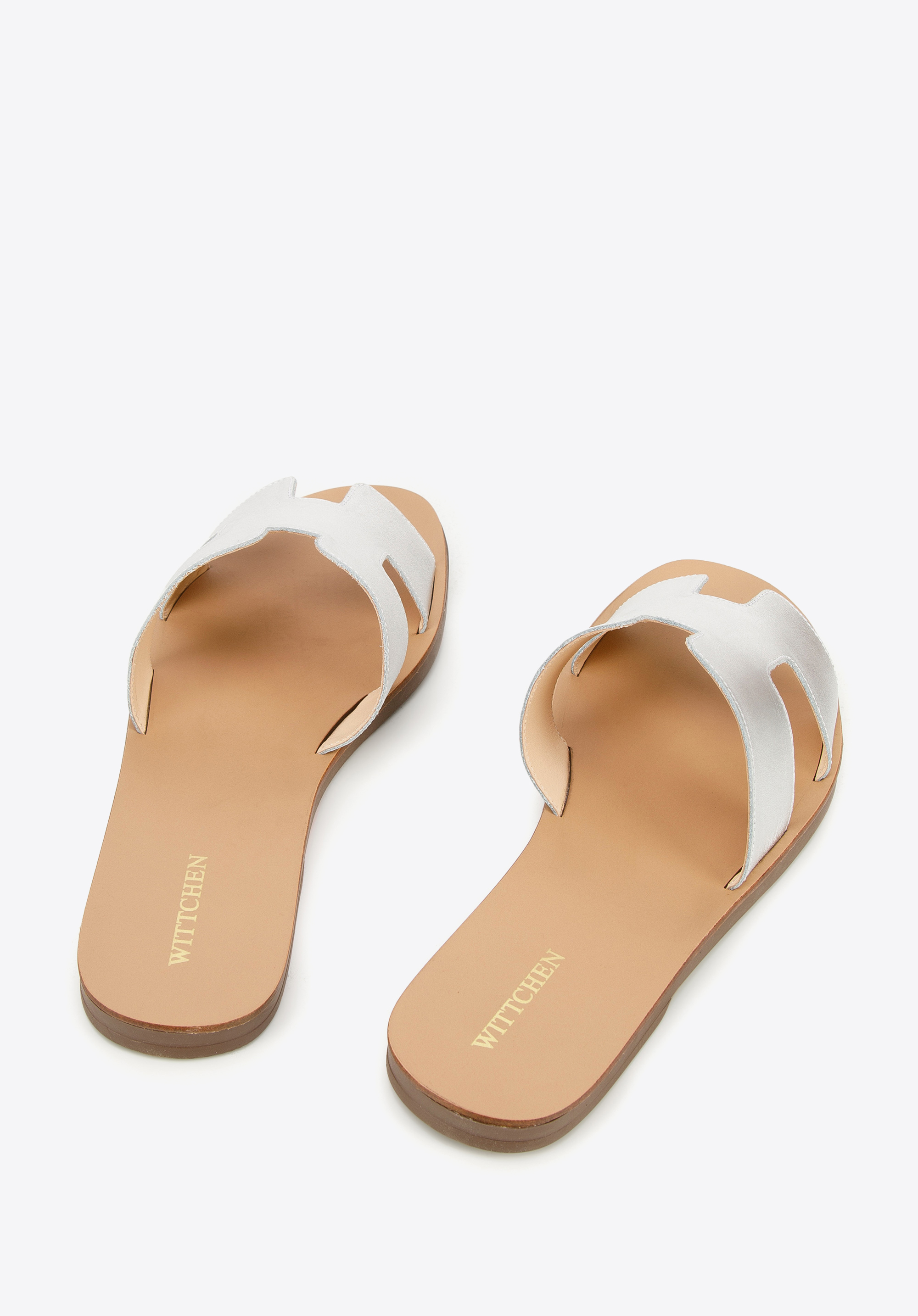 Damskie klapki skórzane z przodem w literę H