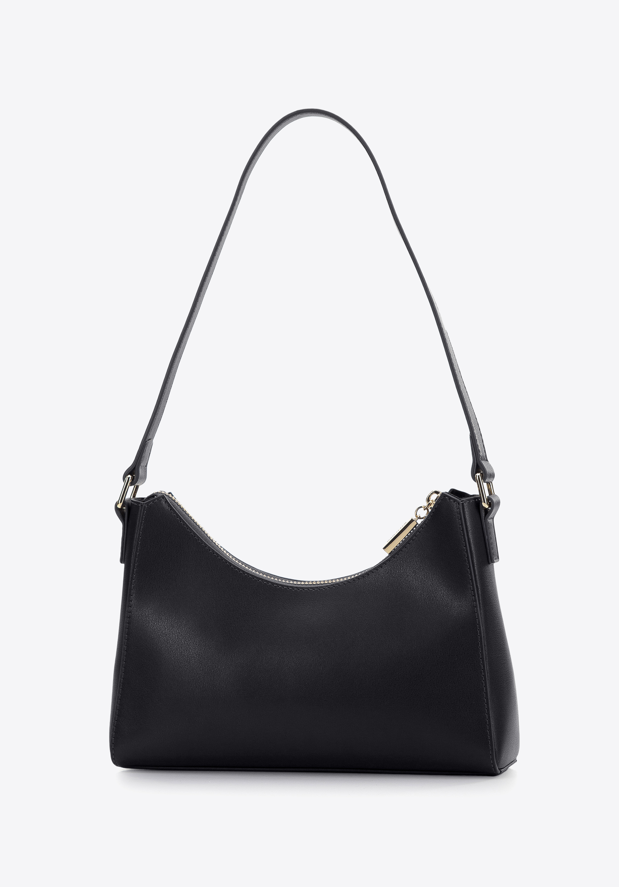 Damska torebka bagietka skórzana z marszczeniem