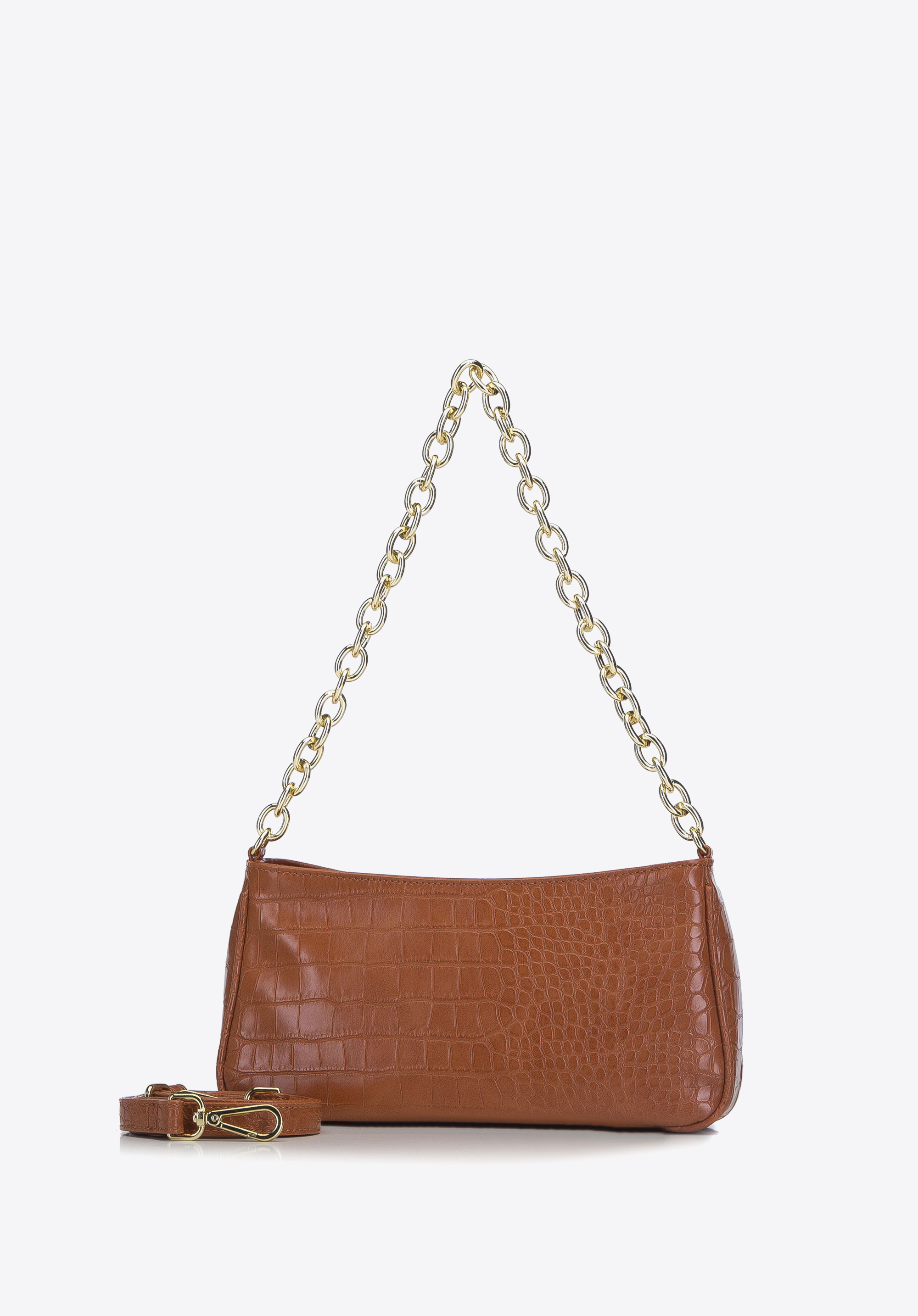 Damska torebka typu baguette na łańcuszku