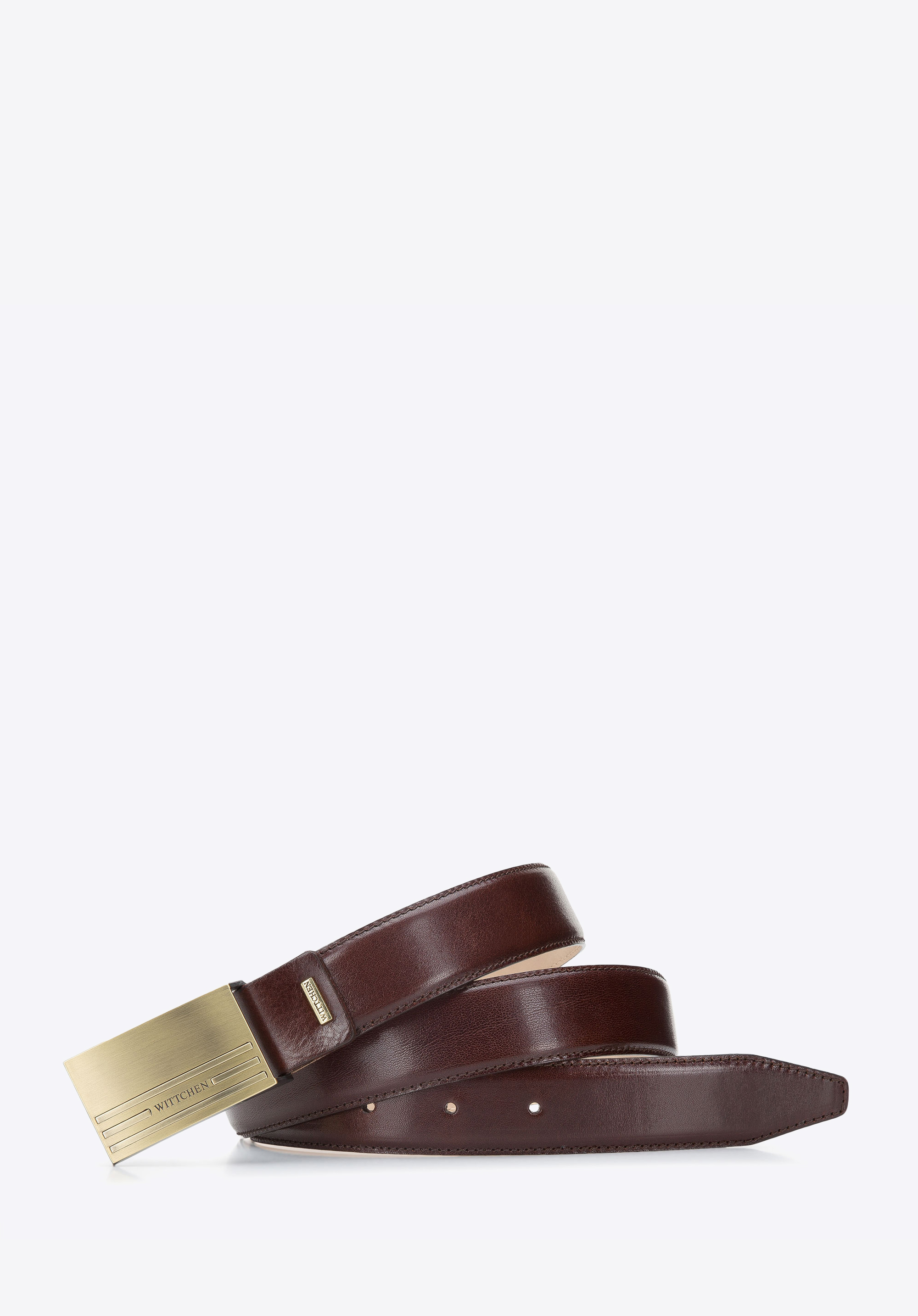 Męski pasek skórzany ze stębnowaniem i pełną klamrą