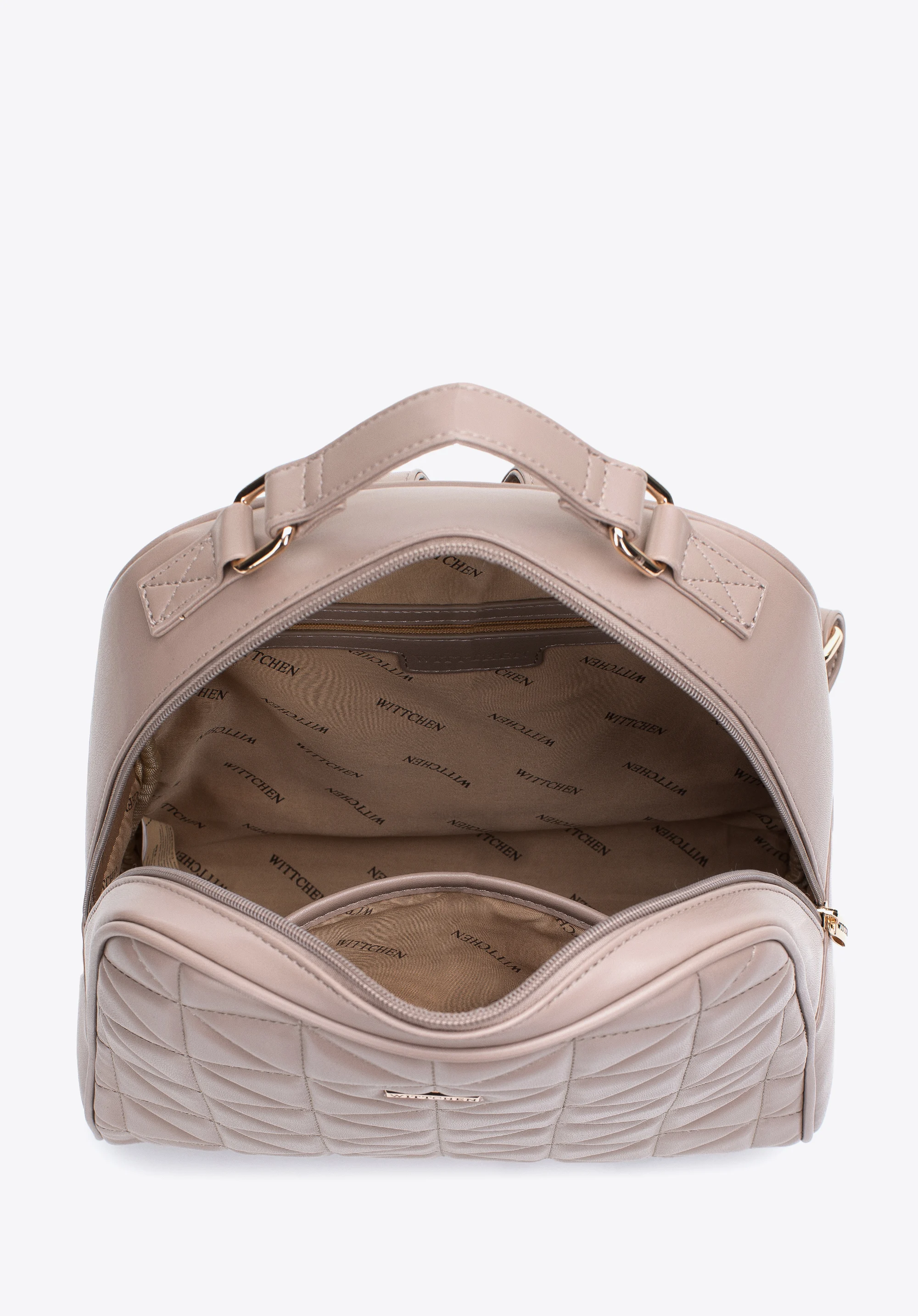 Damski plecak z przodem pikowanym w trójkąty