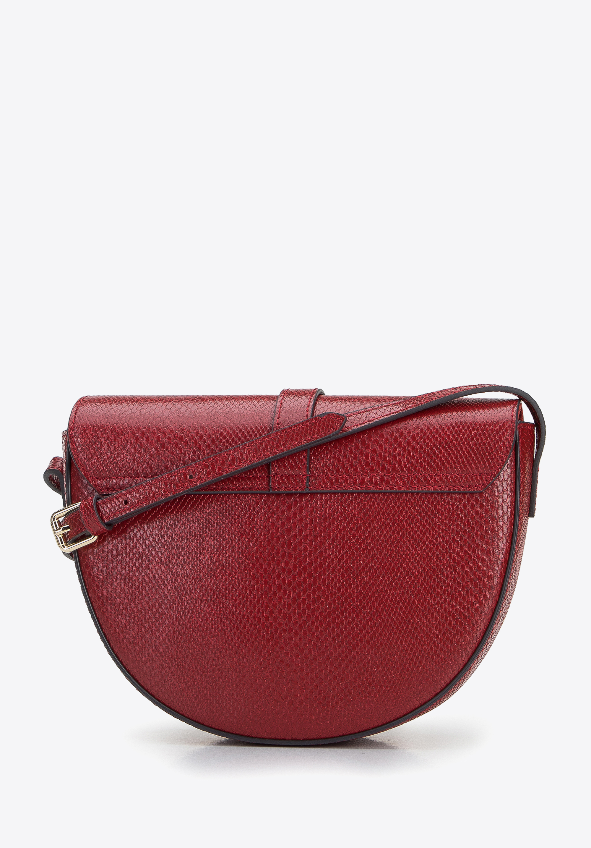 Damska listonoszka ze skóry lizard z okrągłą klamerką