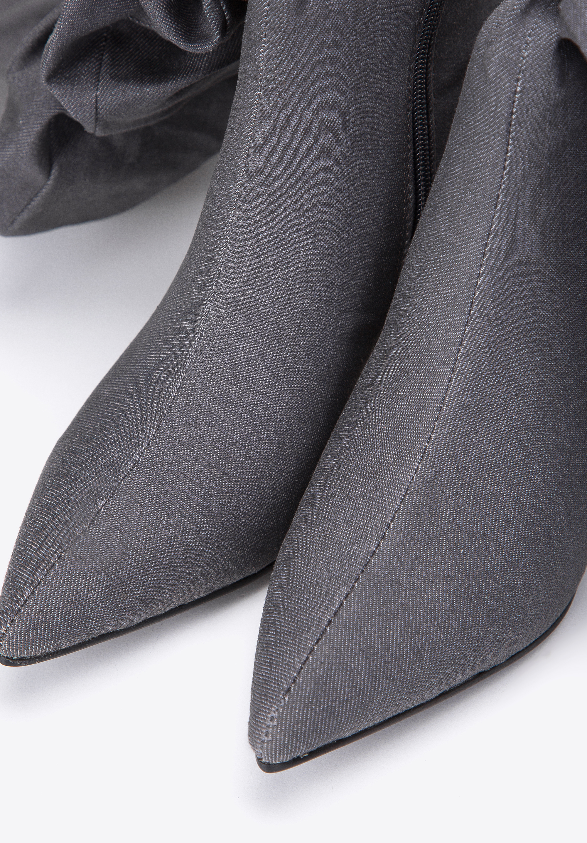 Damskie kozaki dżinsowe za kolano na obcasie