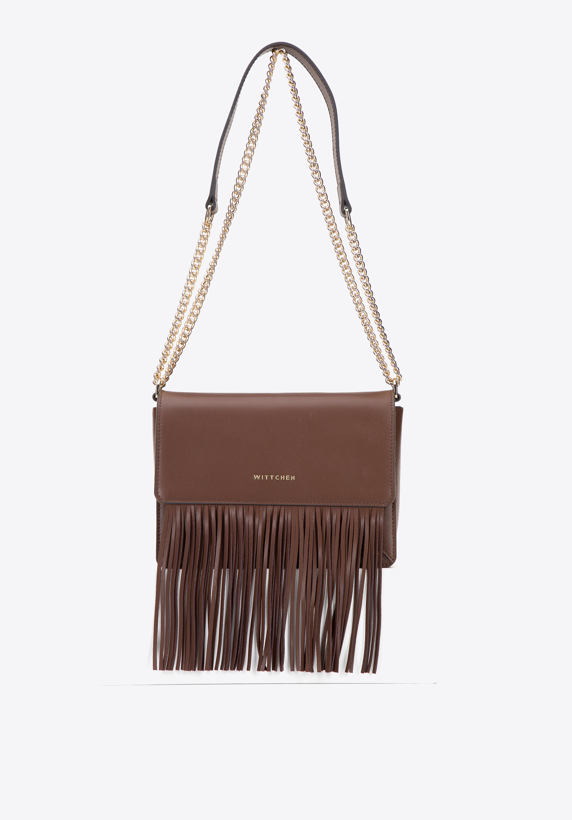 Damska listonoszka skórzana z frędzlami