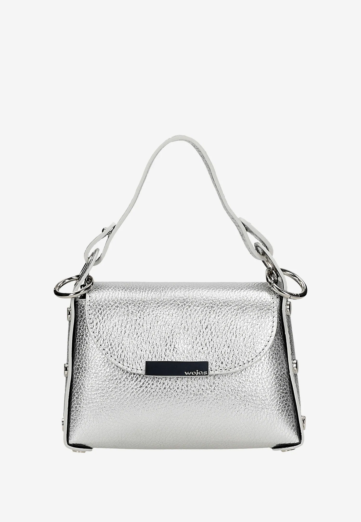 Srebrna wizytowa torebka damska z łańcuszkiem