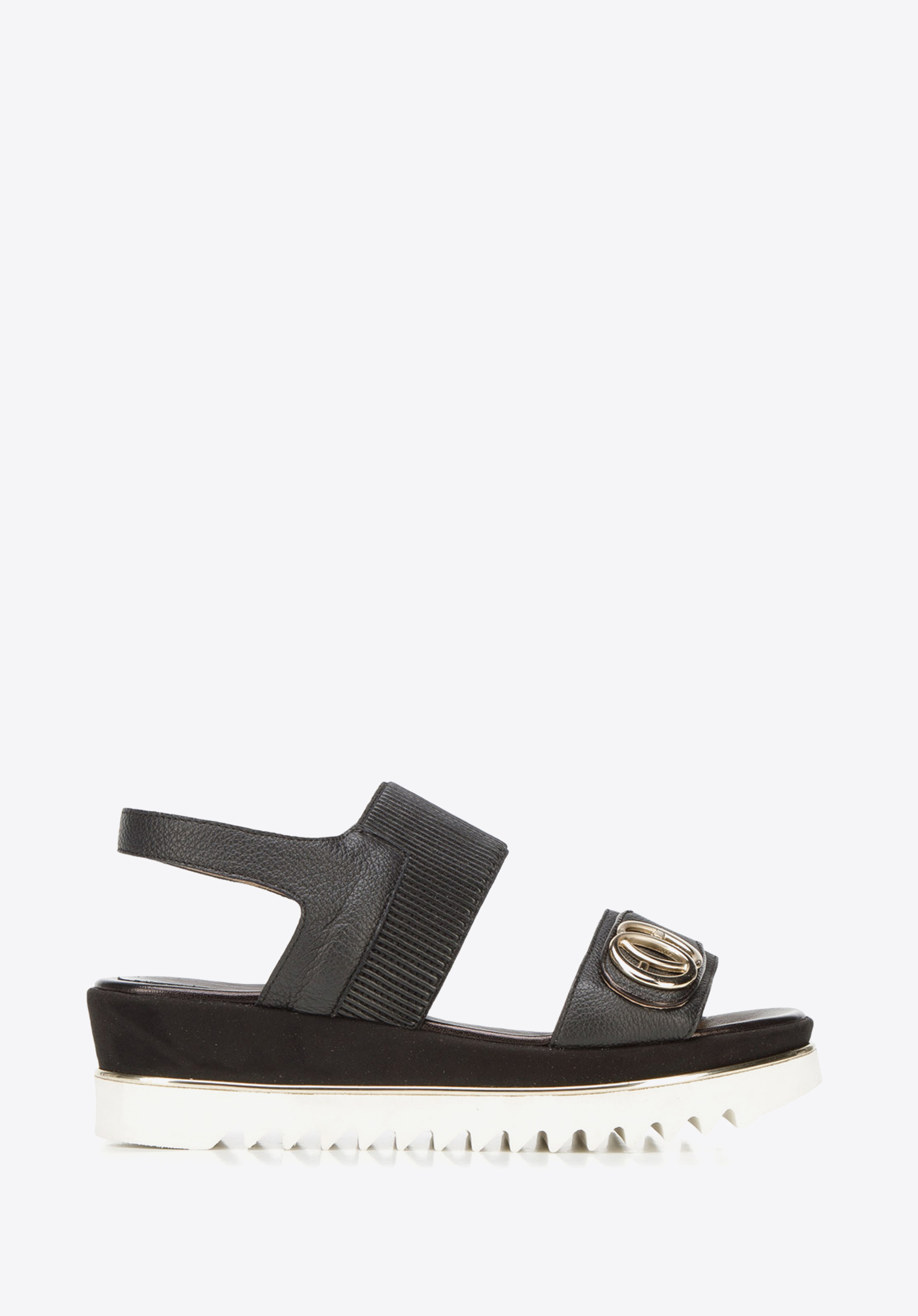 Damskie sandały skórzane z grubą gumką