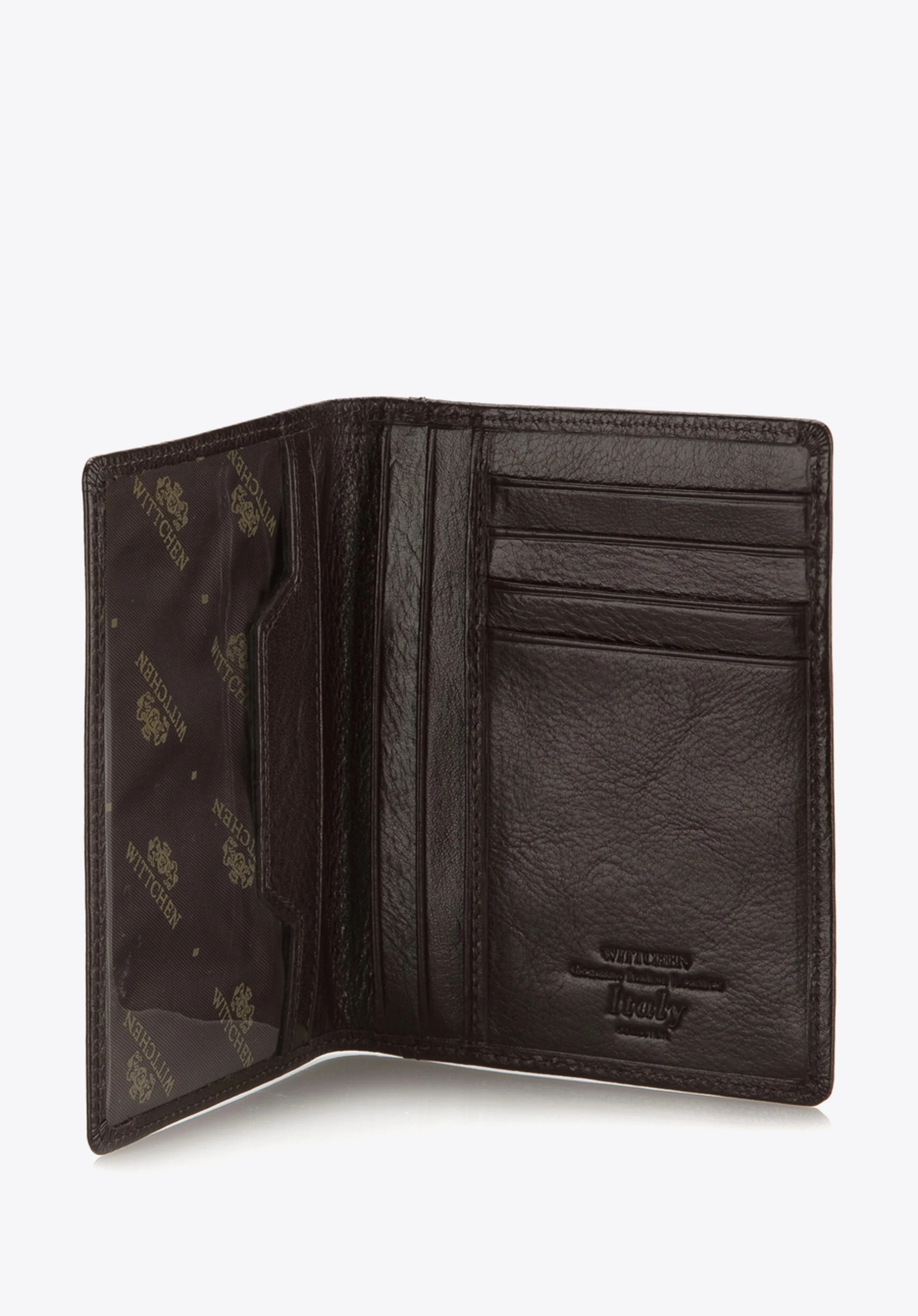 Etui na dokumenty ze skóry z przezroczystą kieszenią