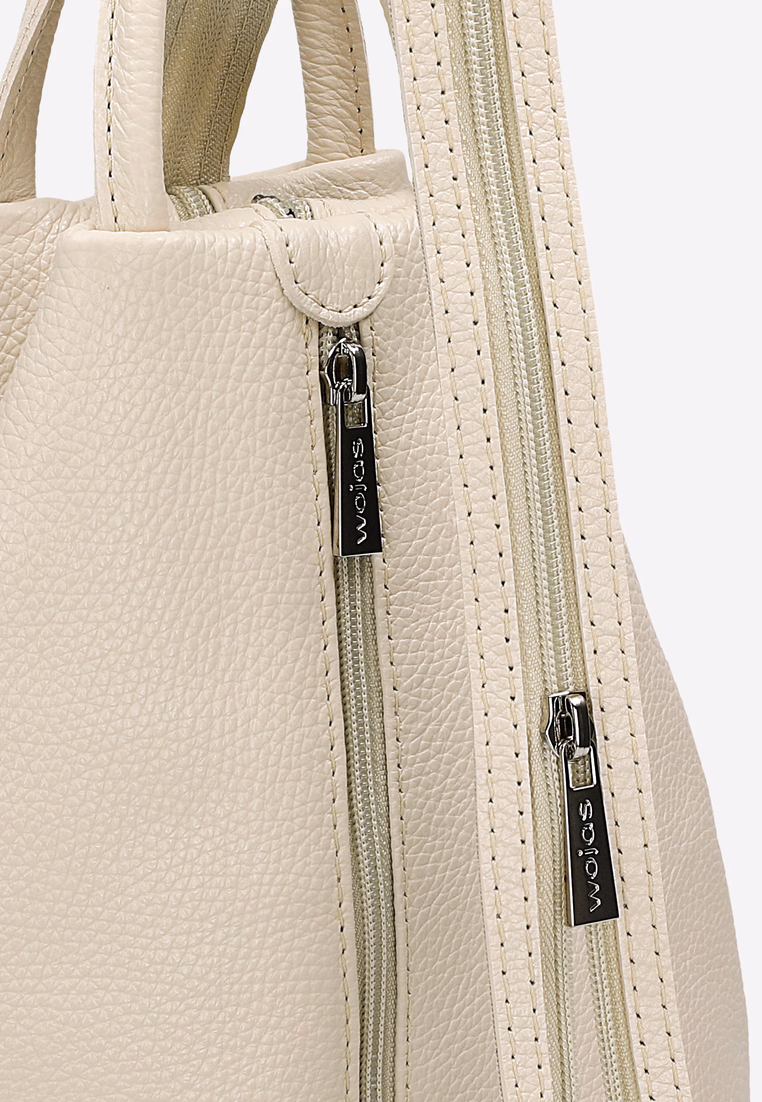 Beżowy trójkątny plecak miejski z suwakiem