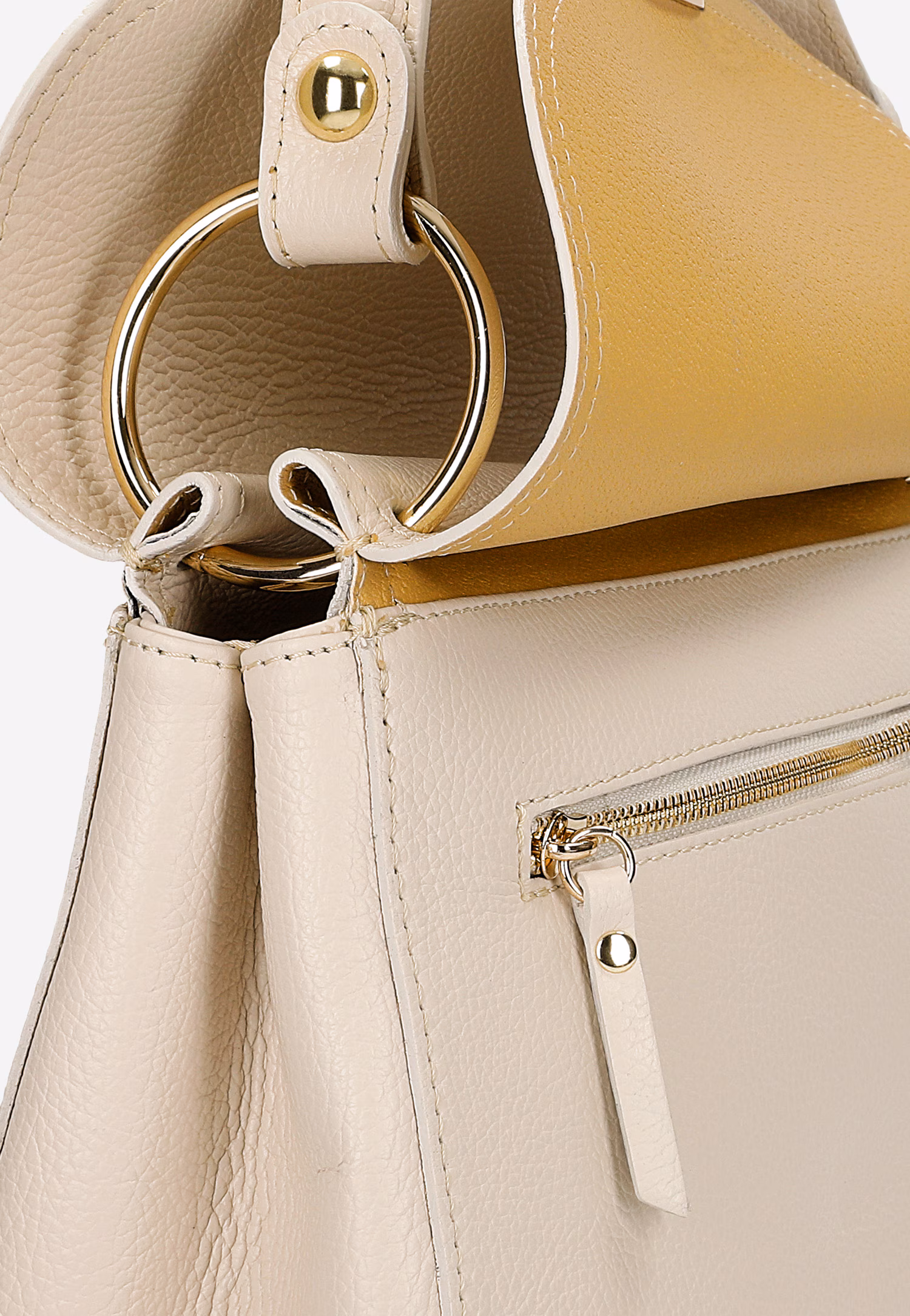 Jasnobeżowa skórzana torebka damska