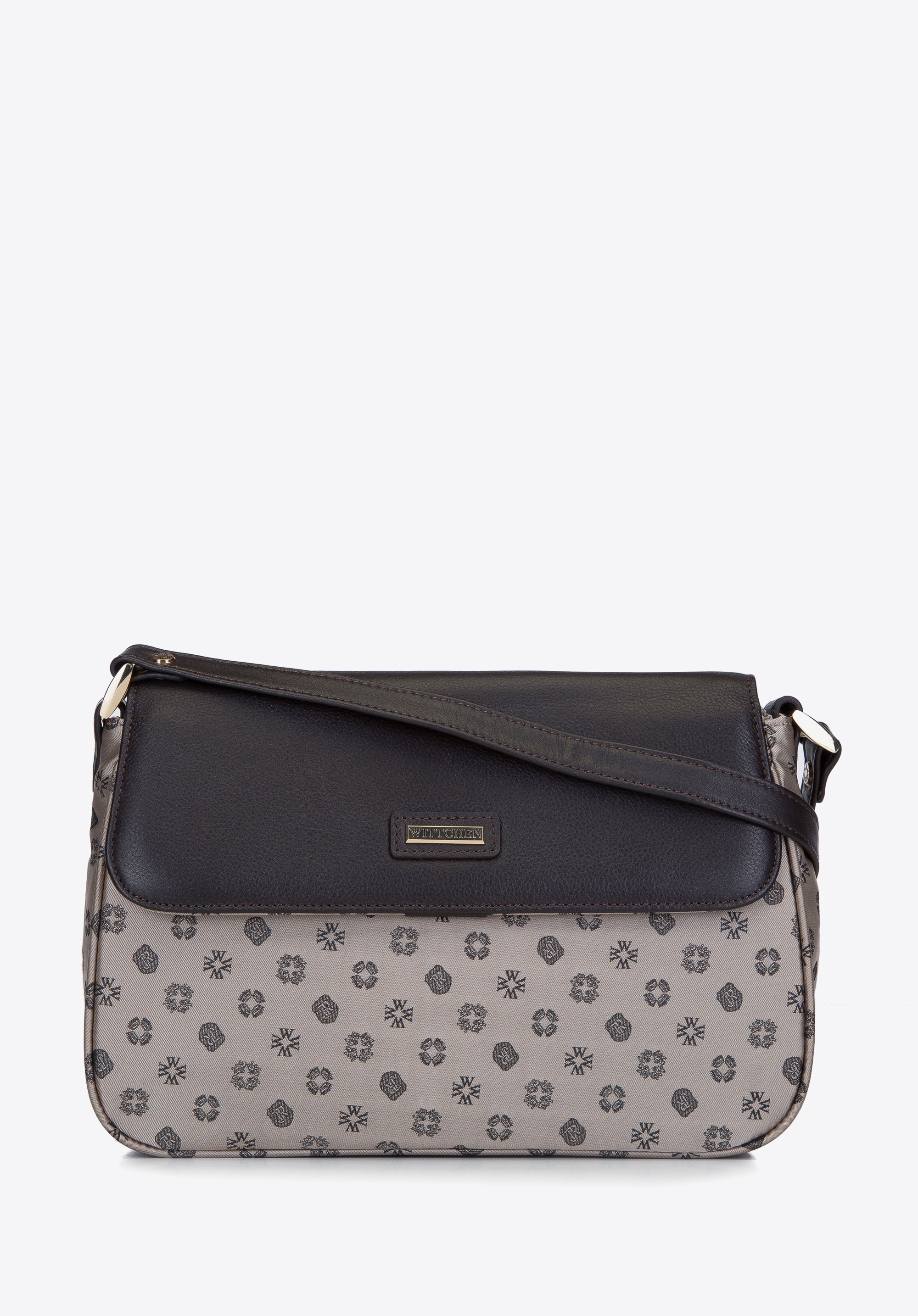 Torebka crossbody ze skóry i żakardu z monogramem