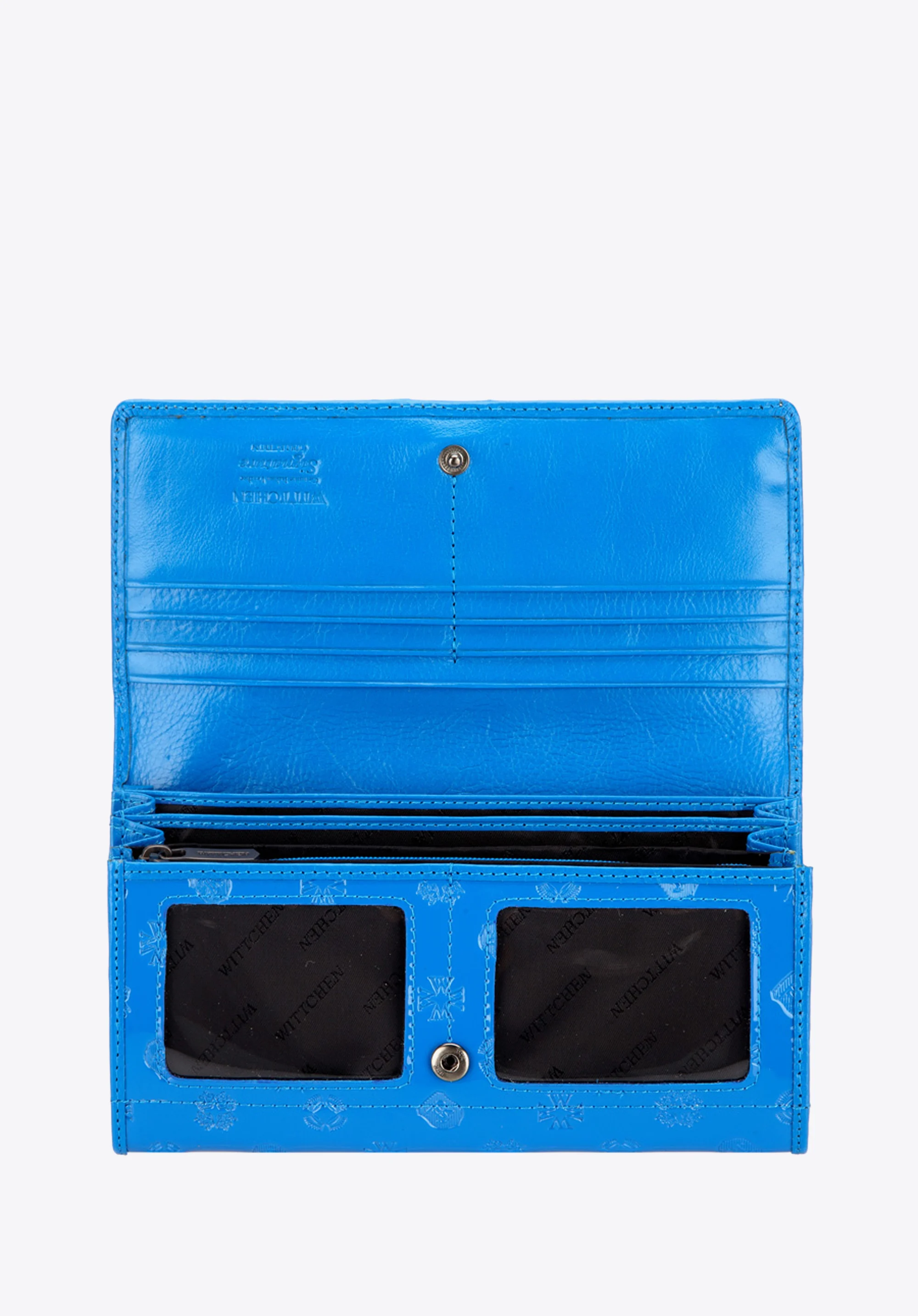 Damski portfel skórzany lakierowany z monogramem