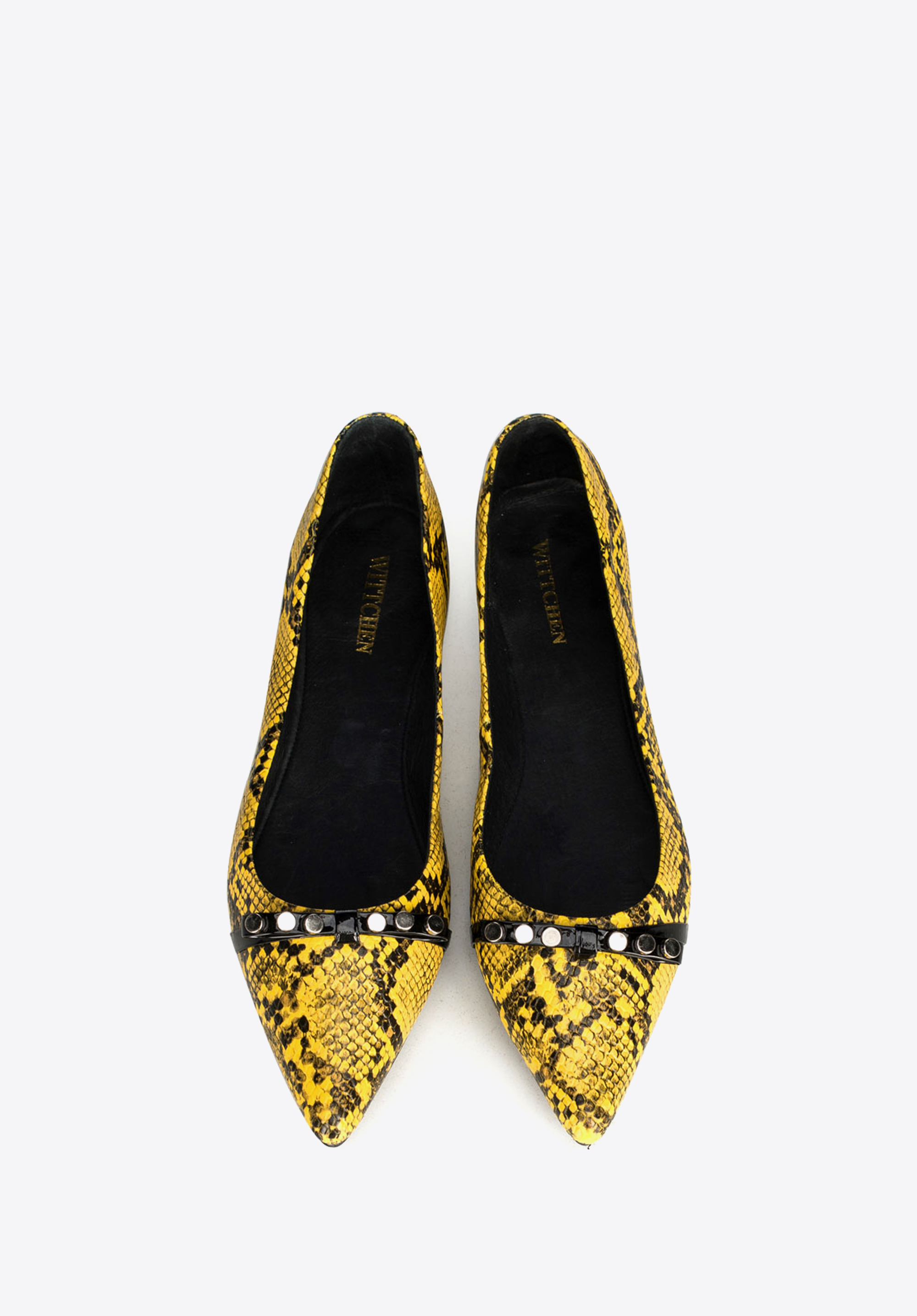 Baleriny ze skóry lizard z ćwiekami