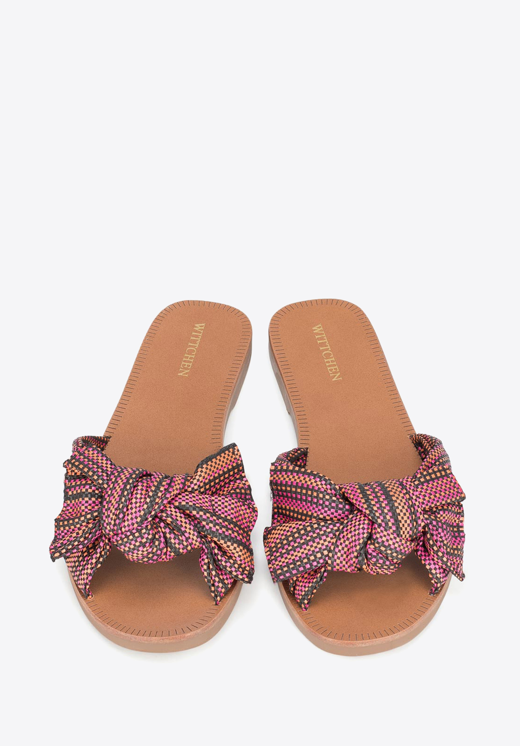 Damskie klapki materiałowe wzorzyste