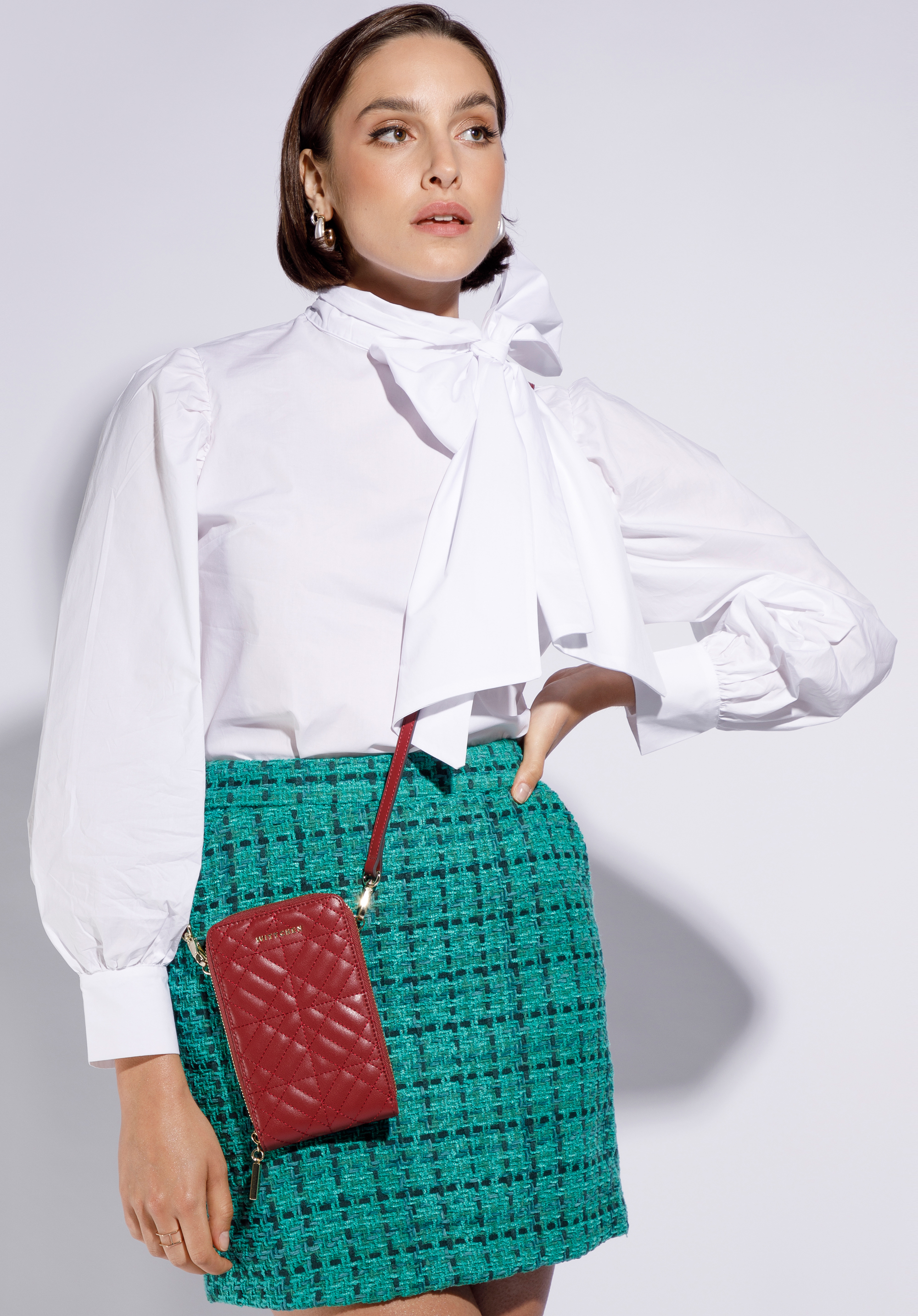 Minitorebka skórzana pikowana