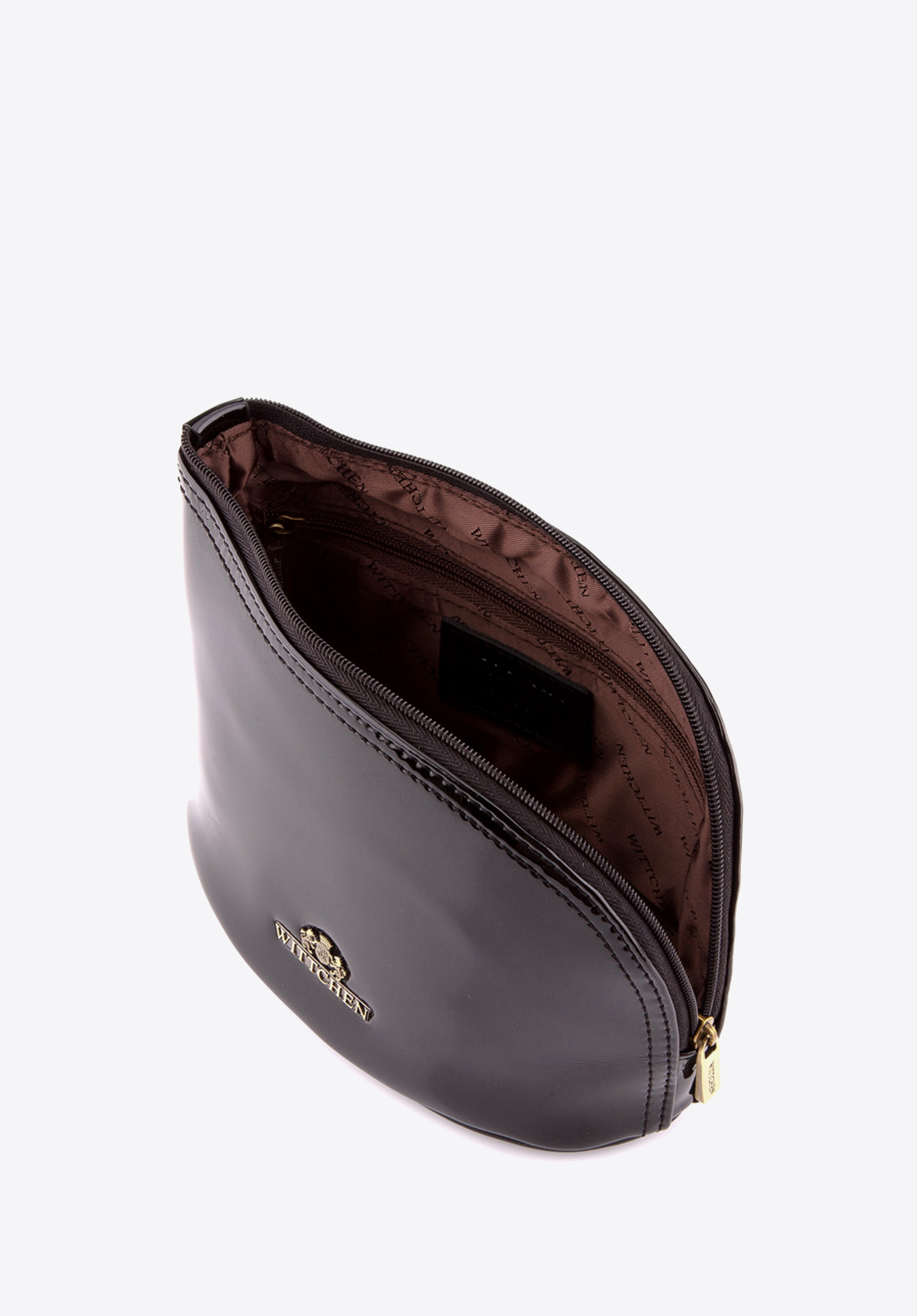 Kosmetyczka skórzana lakierowana wygięta