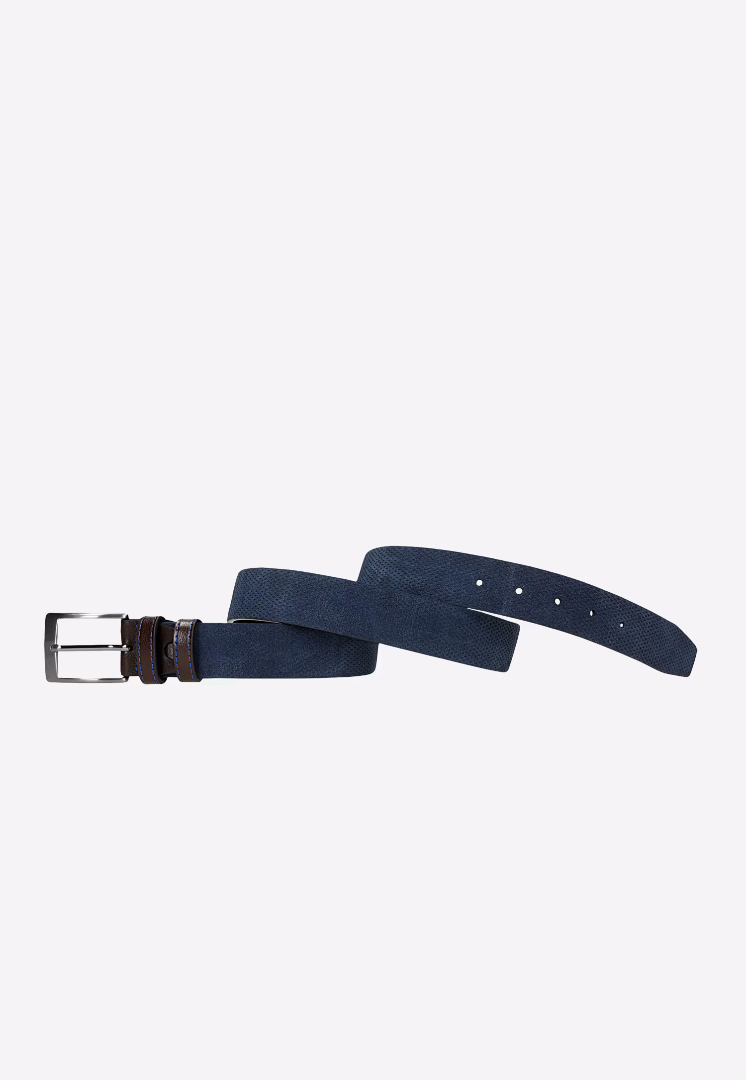 Granatowy pasek męski z brązowymi elementami ze skóry licowej