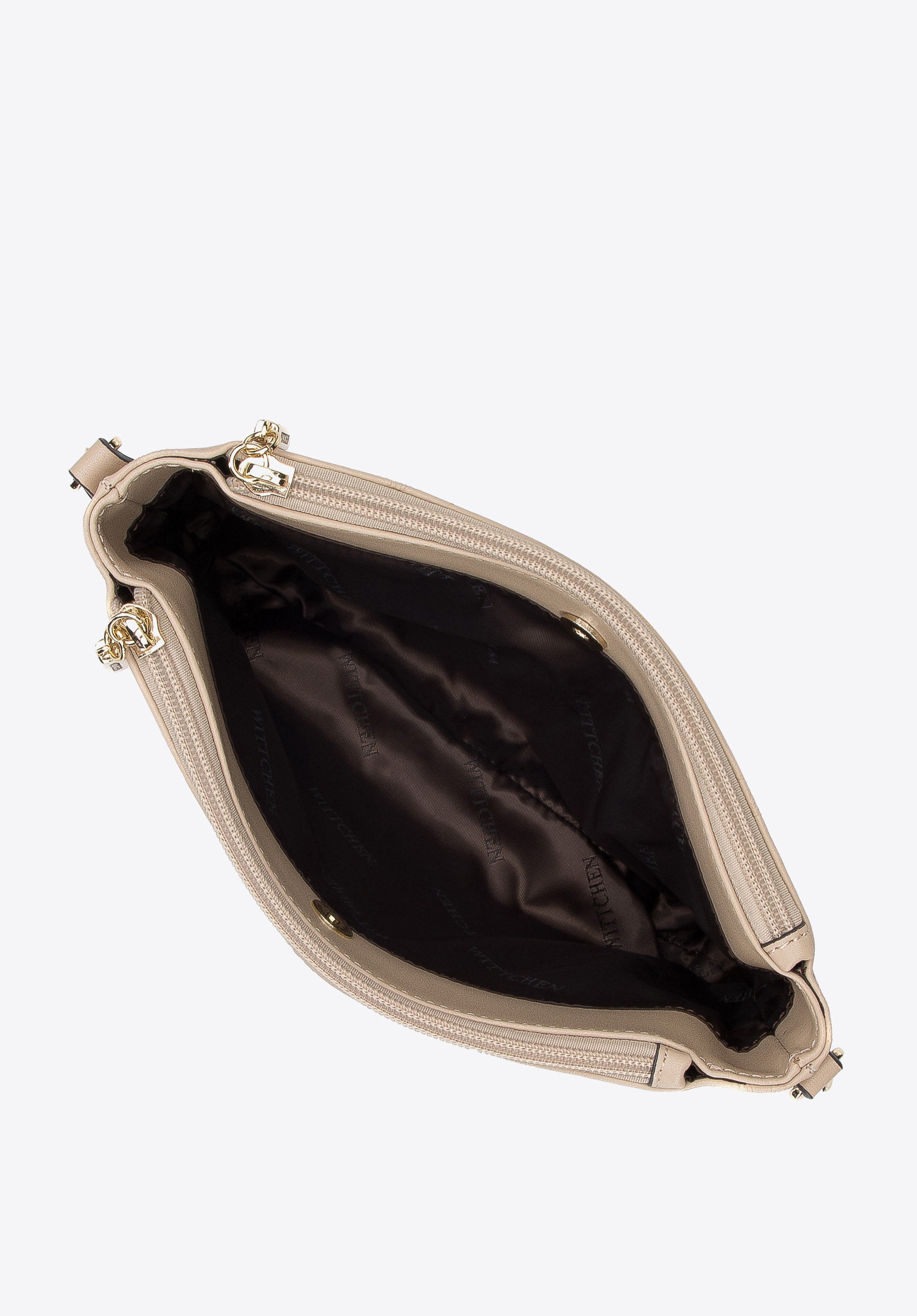 Damska listonoszka skórzana trzykomorowa w monogram