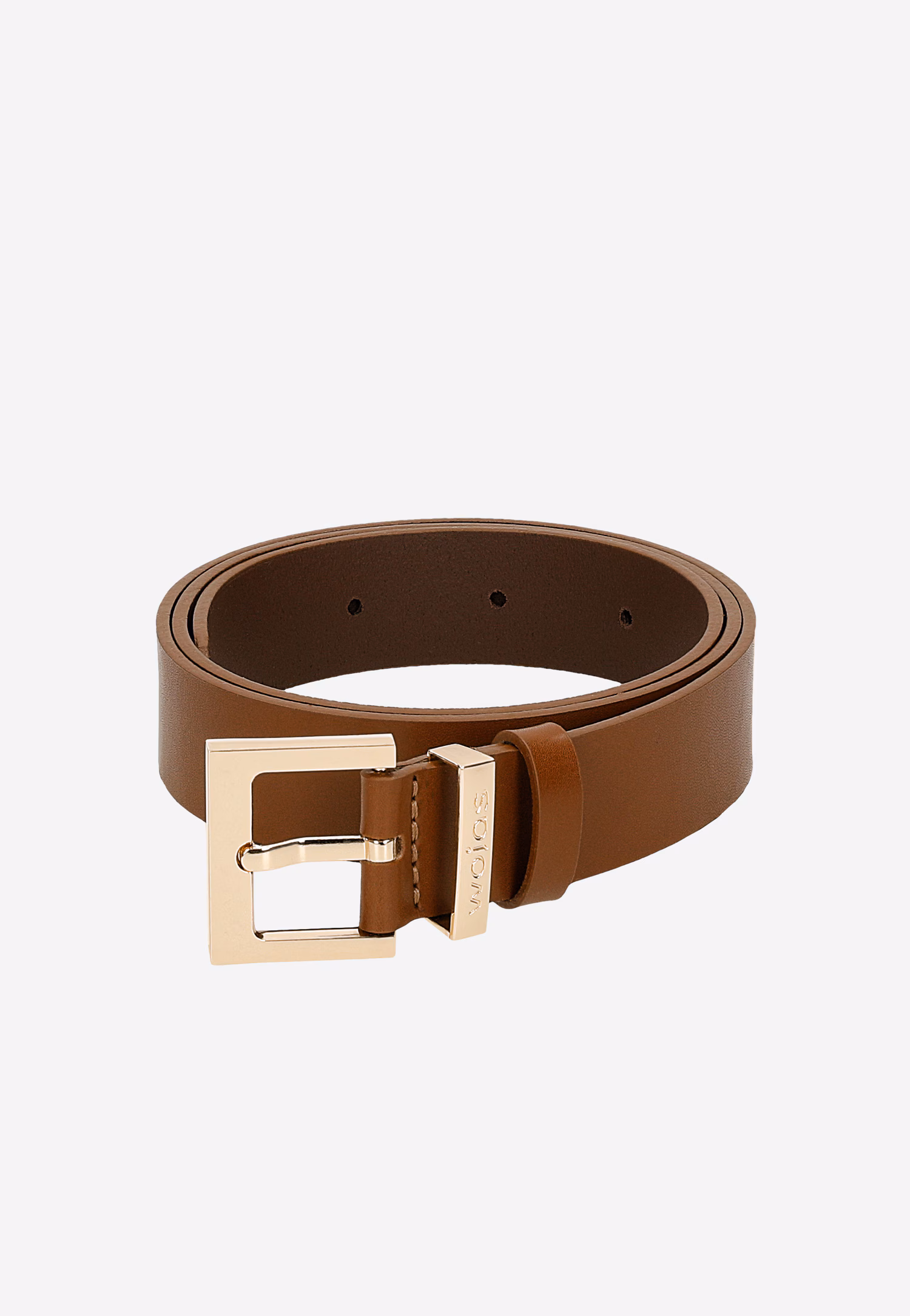 Brązowy skórzany pasek damski z kwadratową klamrą